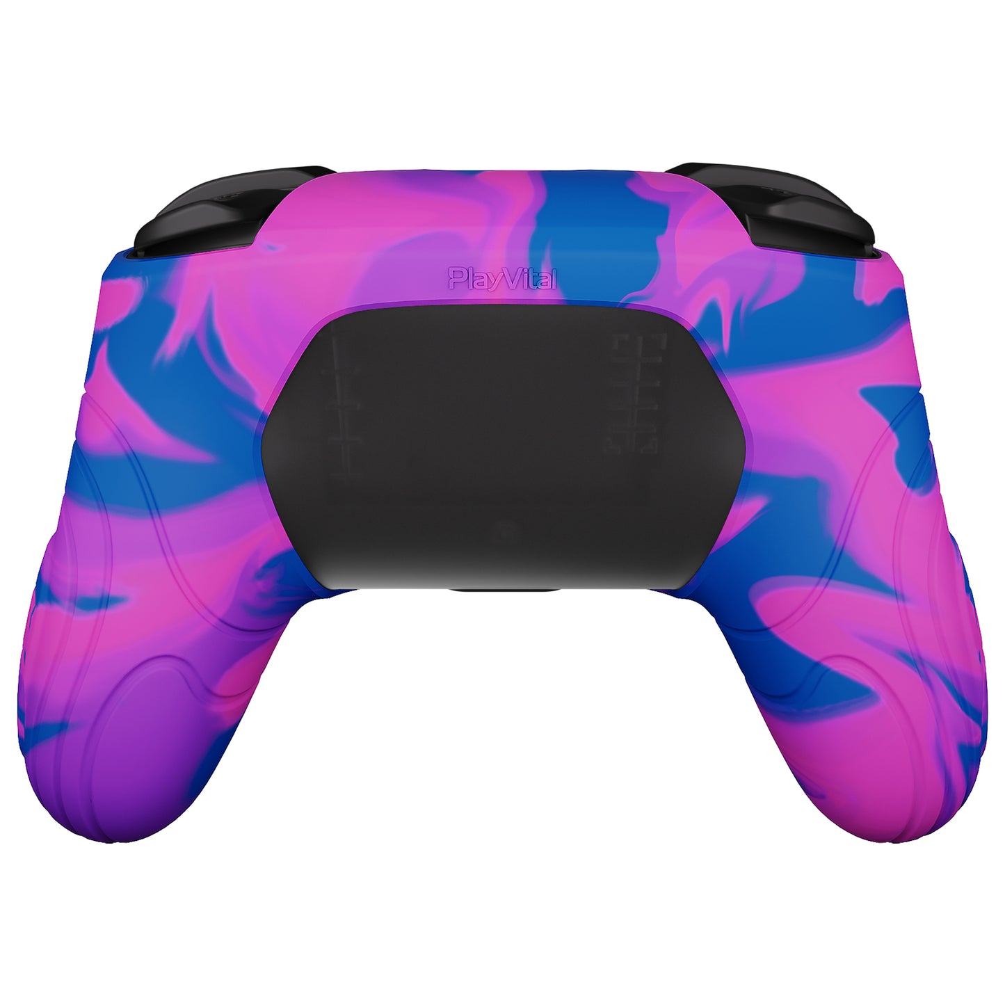 PlayVital Samurai Edition Ergonomic Silicone Skin Protective Case for Nintendo Switch Pro Controller, Soft Anti-slip Controller Grip Protector for Nintendo Switch Pro with Thumb Grip Caps - Pink & Purple & Blue- EBNPP005 PlayVital