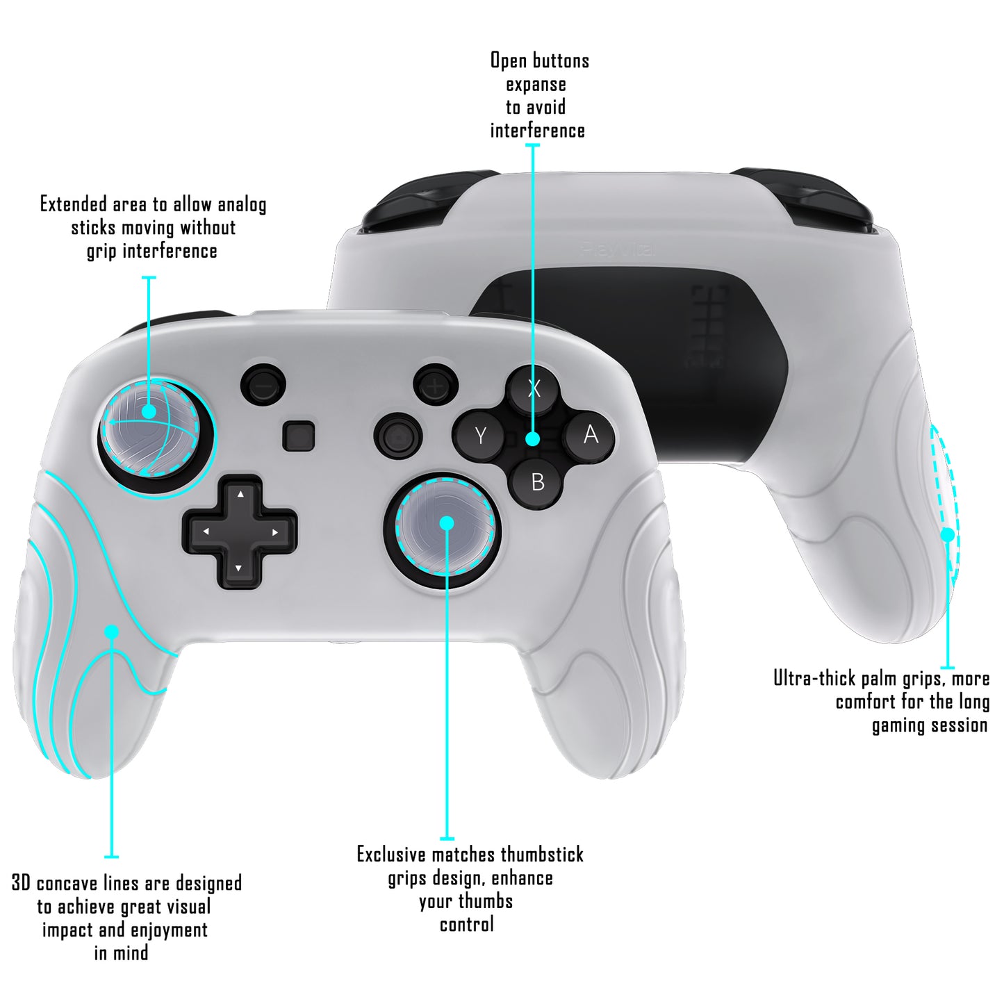 PlayVital Samurai Edition Ergonomic Silicone Skin Protective Case for Nintendo Switch Pro Controller, Soft Anti-slip Controller Grip Protector for Nintendo Switch Pro with Thumb Grip Caps - Glow in Dark - Green - EBNPP007 PlayVital