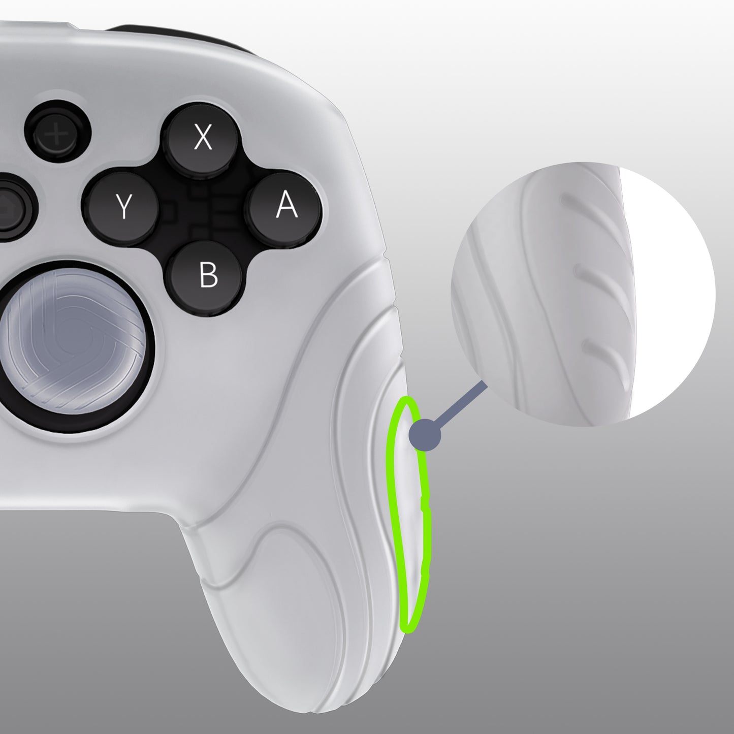 PlayVital Samurai Edition Ergonomic Silicone Skin Protective Case for Nintendo Switch Pro Controller, Soft Anti-slip Controller Grip Protector for Nintendo Switch Pro with Thumb Grip Caps - Glow in Dark - Green - EBNPP007 PlayVital