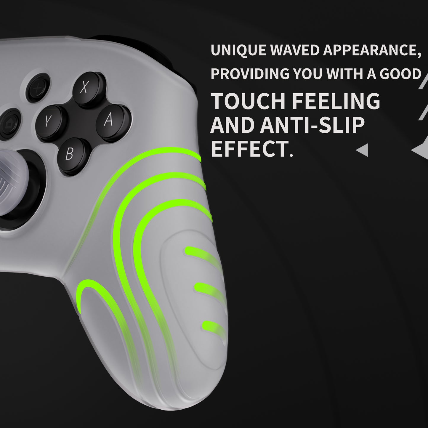PlayVital Samurai Edition Ergonomic Silicone Skin Protective Case for Nintendo Switch Pro Controller, Soft Anti-slip Controller Grip Protector for Nintendo Switch Pro with Thumb Grip Caps - Glow in Dark - Green - EBNPP007 PlayVital