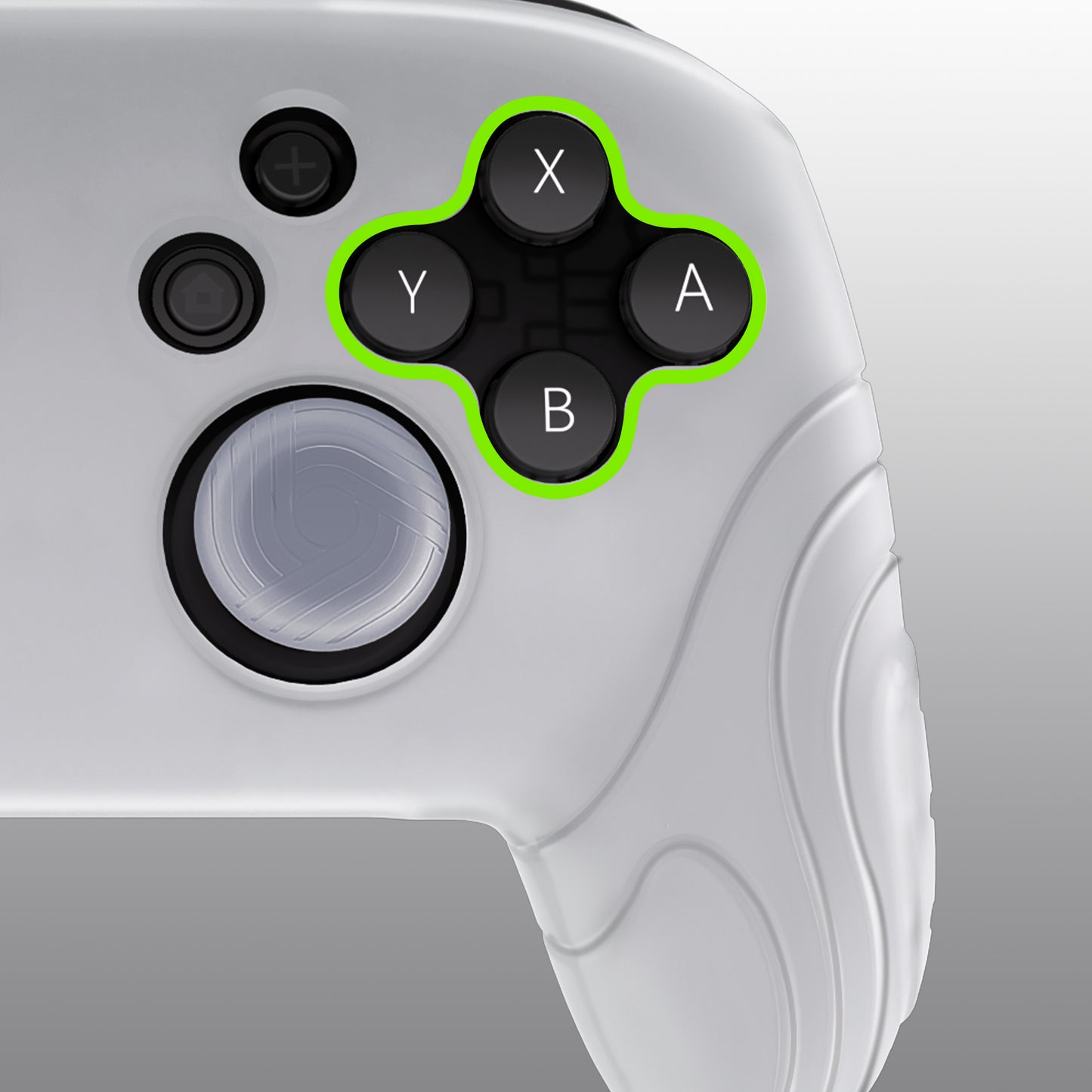 PlayVital Samurai Edition Ergonomic Silicone Skin Protective Case for Nintendo Switch Pro Controller, Soft Anti-slip Controller Grip Protector for Nintendo Switch Pro with Thumb Grip Caps - Glow in Dark - Green - EBNPP007 PlayVital