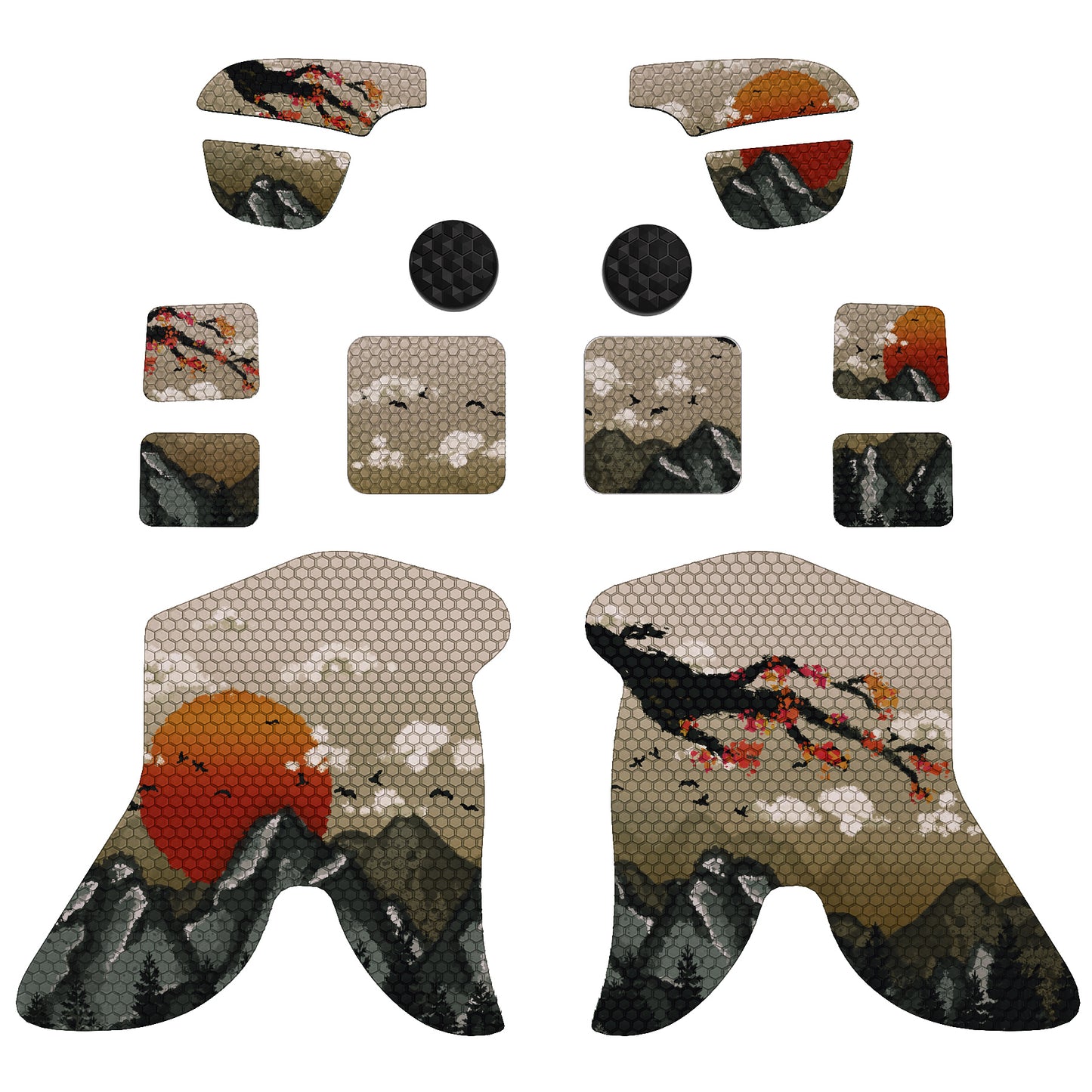 PlayVital Professional Textured Soft Rubber Pads Handle Grips for Steam Deck, Trackpads Skin Grip Enhancement Back Button Protective Stickers Set with Thumb Grip Caps - View of Rising Sun - FHSDV002 PlayVital