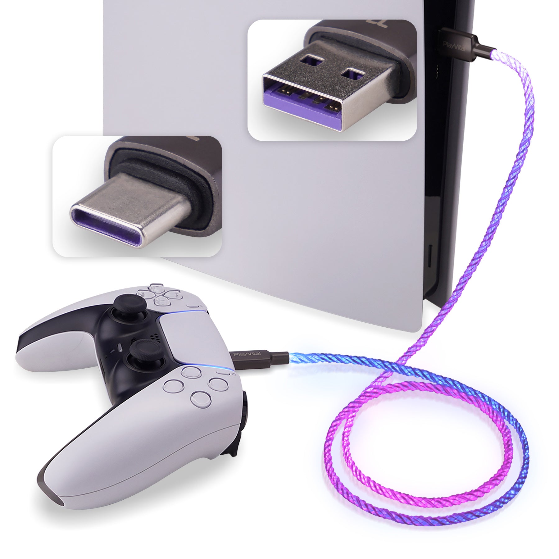 Playvital Universal Gamepad Data Cord Charging Cable, 3.28FT
