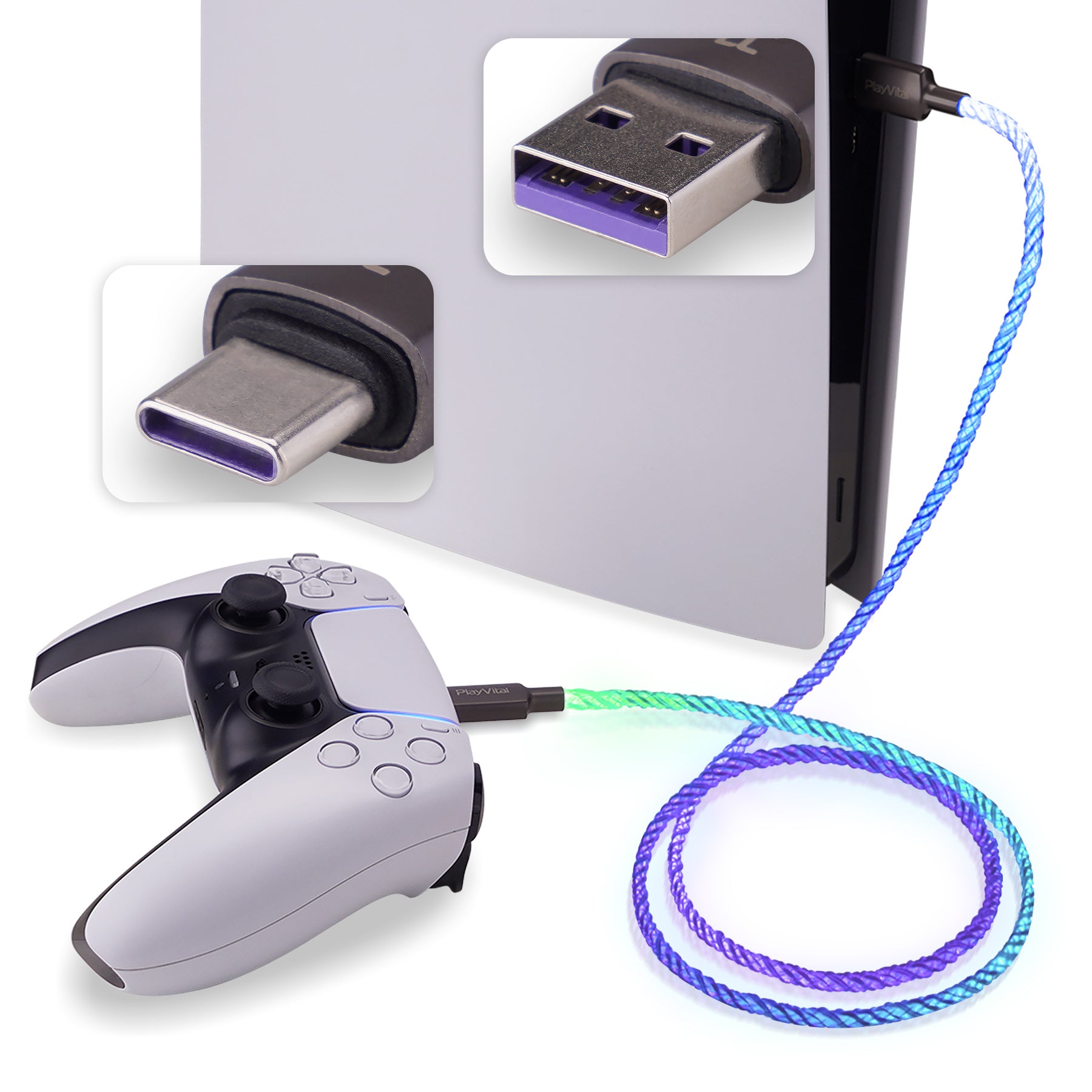 Playvital Universal Gamepad Data Cord Charging Cable, 6.56FTFT