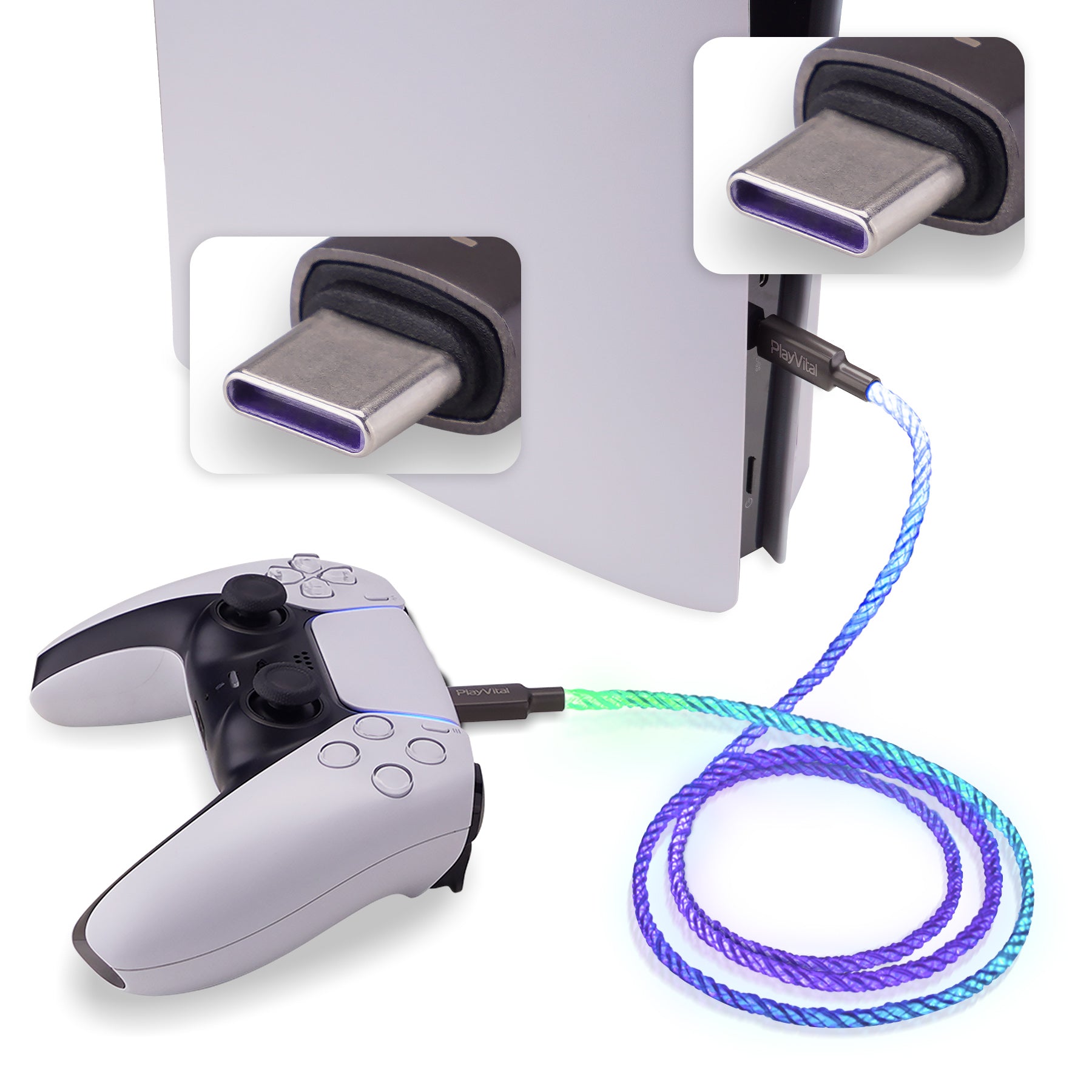 Playvital Universal Gamepad Data Cord Charging Cable, 6.56FT