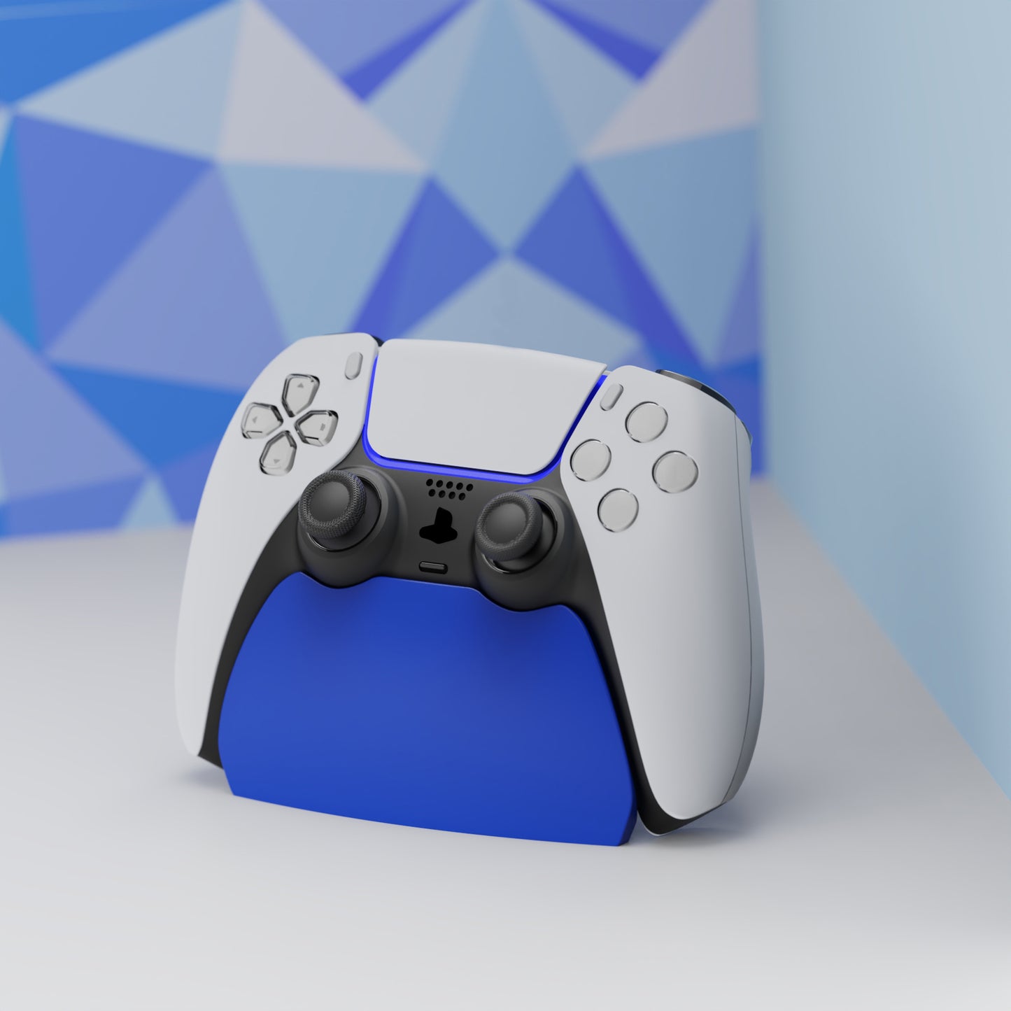 PlayVital Blue Controller Display Stand for PS5, Gamepad Accessories Desk Holder for PS5 Controller with Rubber Pads - PFPJ017 PlayVital