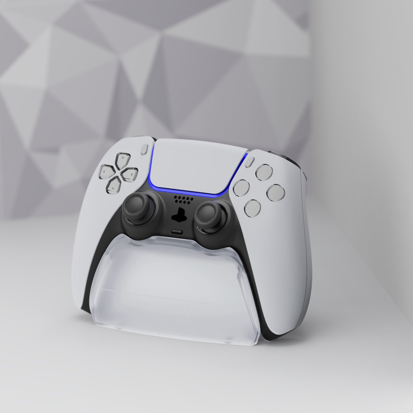 PlayVital Semi Transparent Game Controller Stand for PS5, Gamepad Stand for PS5, Display Desk Holder for PS5 Controller with Rubber Pads - PFPJ053 PlayVital