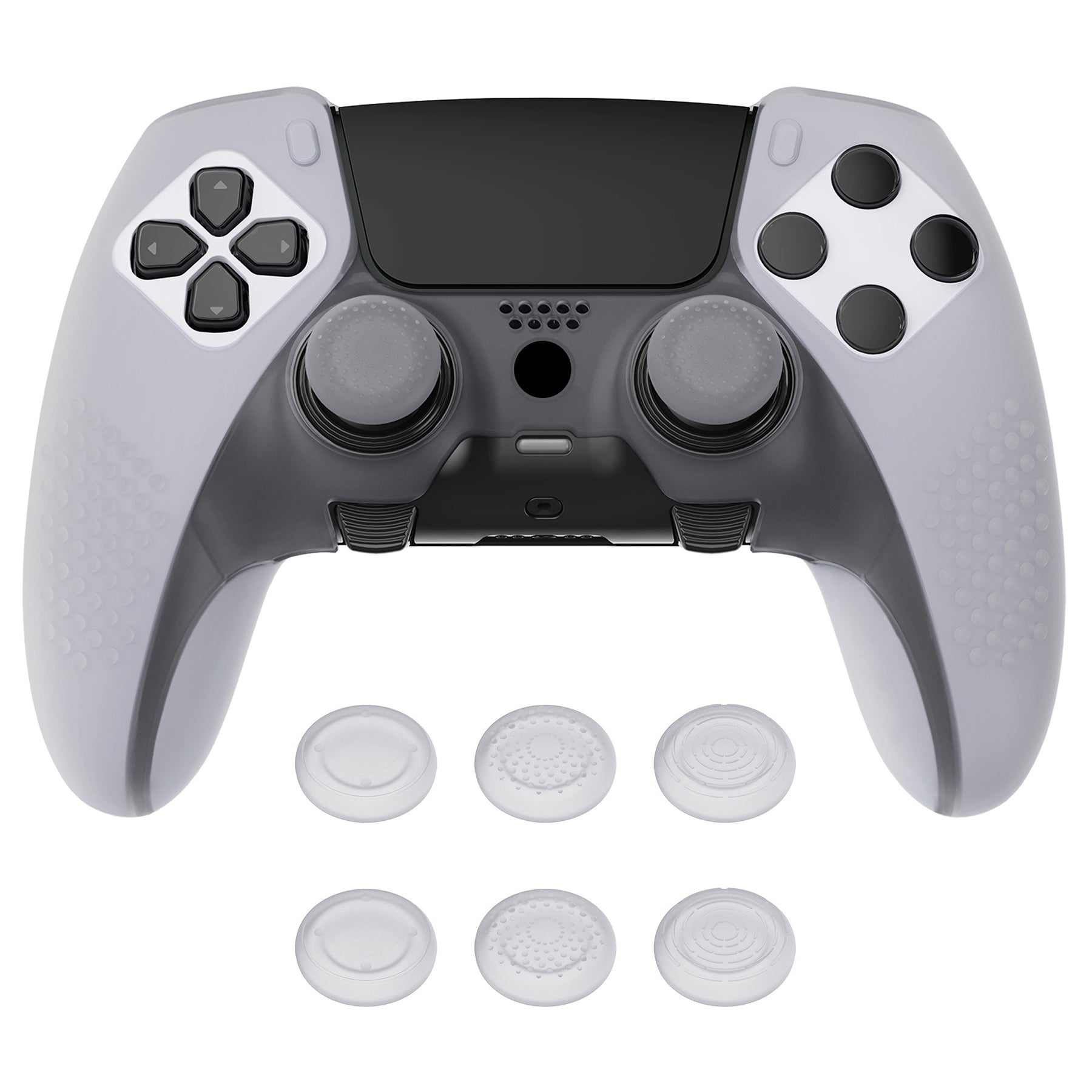 PlayVital 3D Studded Edition Anti-Slip Silicone Cover Case with Thumb Grip  Caps for PS5 Edge Controller - Clear White - ETPFP003
