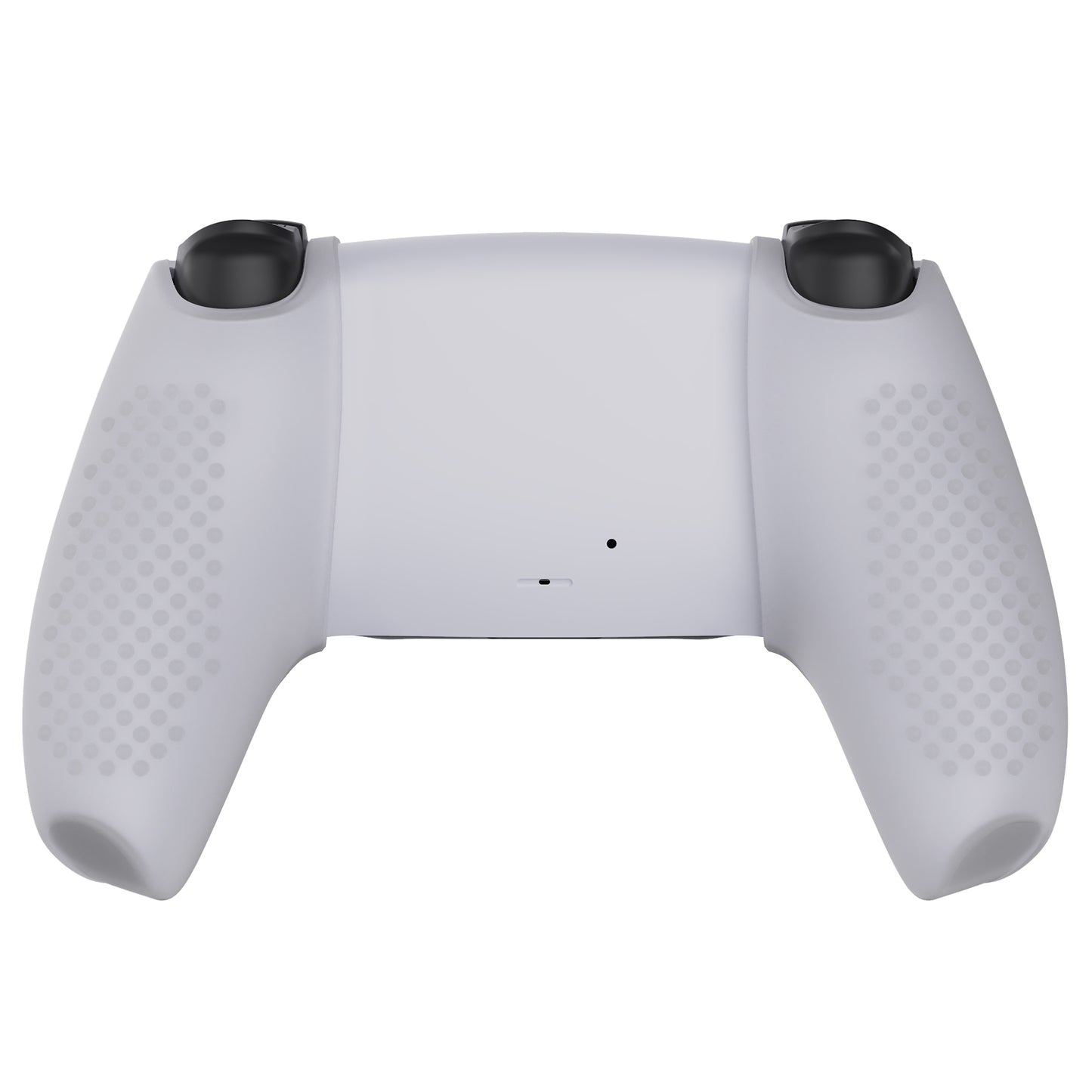 PlayVital 3D Studded Edition Anti-Slip Silicone Cover Skin with Thumb Grip Caps for PS5 Wireless Controller, Compatible with Charging Station - Clear White - TDPF026 PlayVital