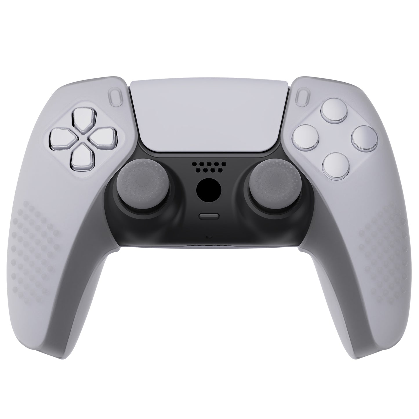 PlayVital 3D Studded Edition Anti-Slip Silicone Cover Skin with Thumb Grip Caps for PS5 Wireless Controller, Compatible with Charging Station - Clear White - TDPF026 PlayVital