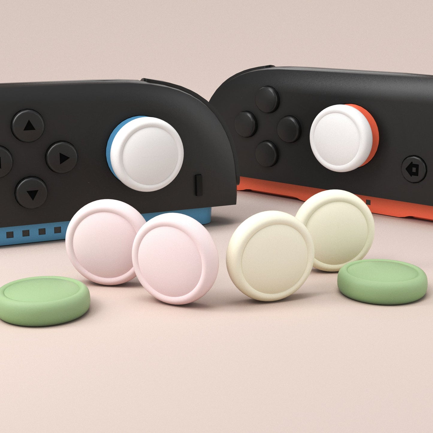 PlayVital 8Pcs Joystick Caps for Nintendo Switch 2, Silicone Thumbstick Grip Cover for Joycon 2 - White & Antique Yellow & Pink & Matcha Green PlayVital