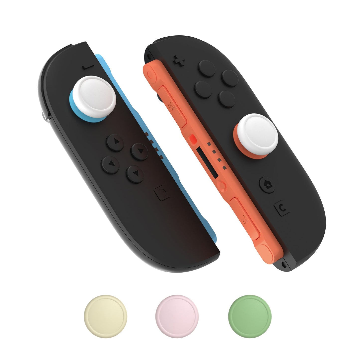 PlayVital 8Pcs Joystick Caps for Nintendo Switch 2, Silicone Thumbstick Grip Cover for Joycon 2 - White & Antique Yellow & Pink & Matcha Green PlayVital