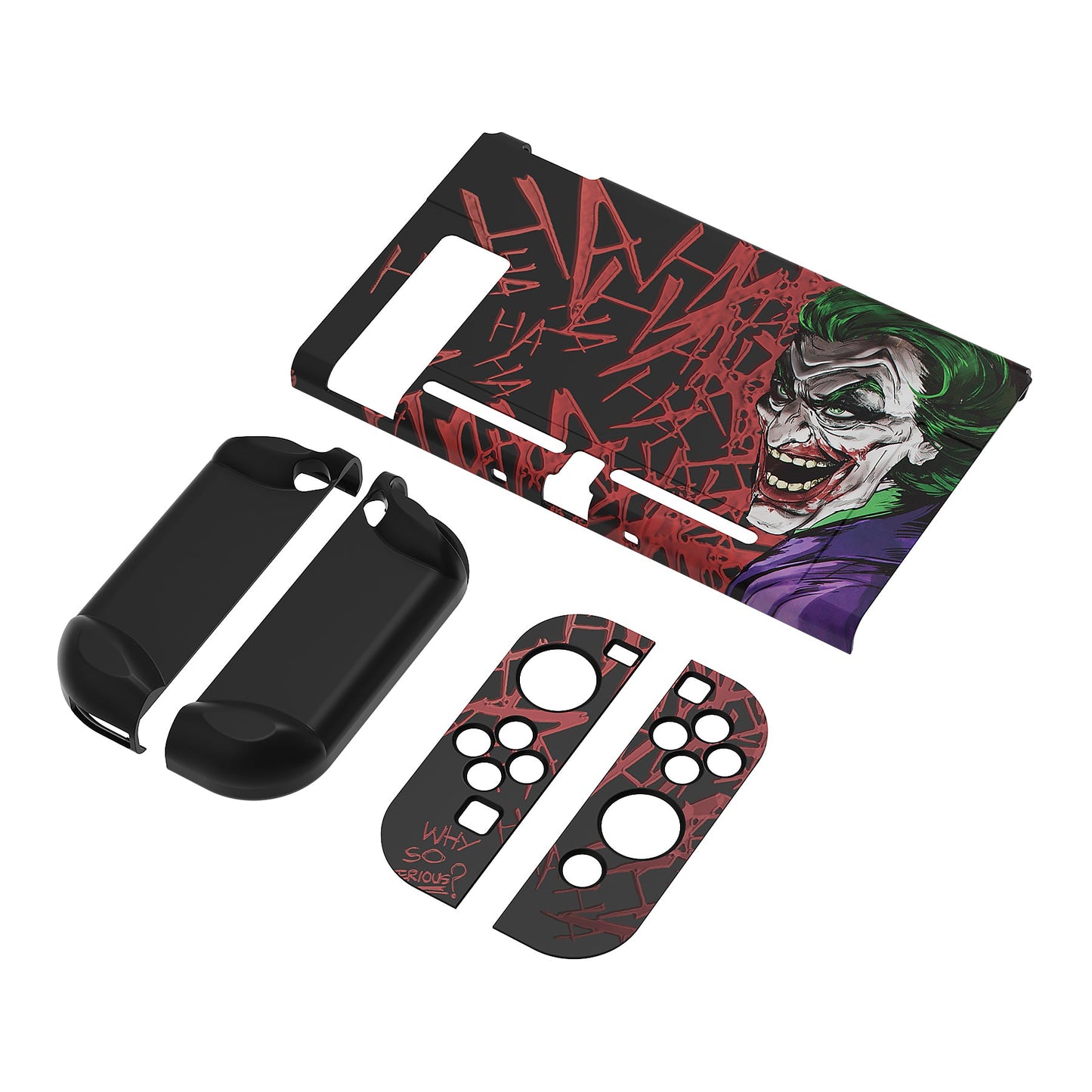 PlayVital Customized Dockable Hard Shell Protective Case with Colorful ABXY Direction Button Caps for Nintendo Switch Console - Clown Hahaha PlayVital