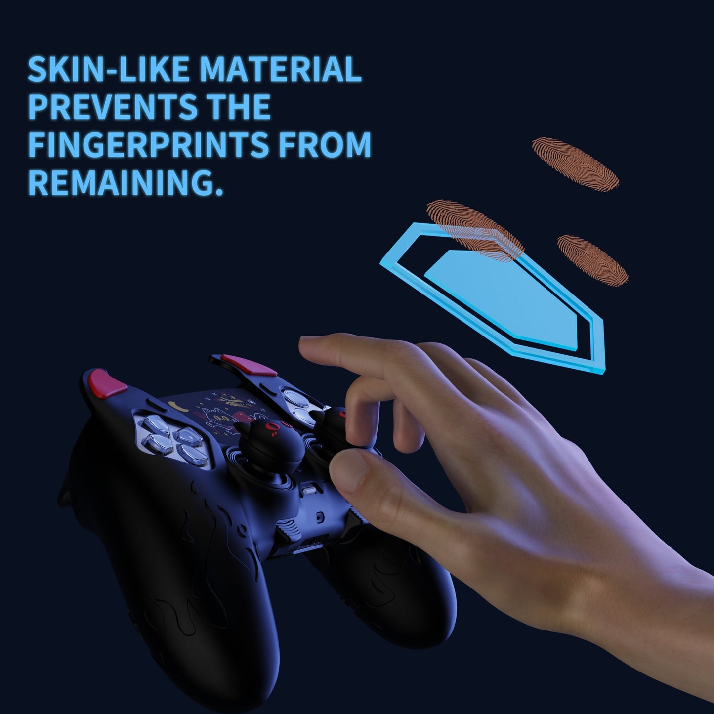 PlayVital Cute Demon Silicone Case with Touch Pad Sticker & Thumb Grip Caps for PS5 Edge Controller - Black PlayVital