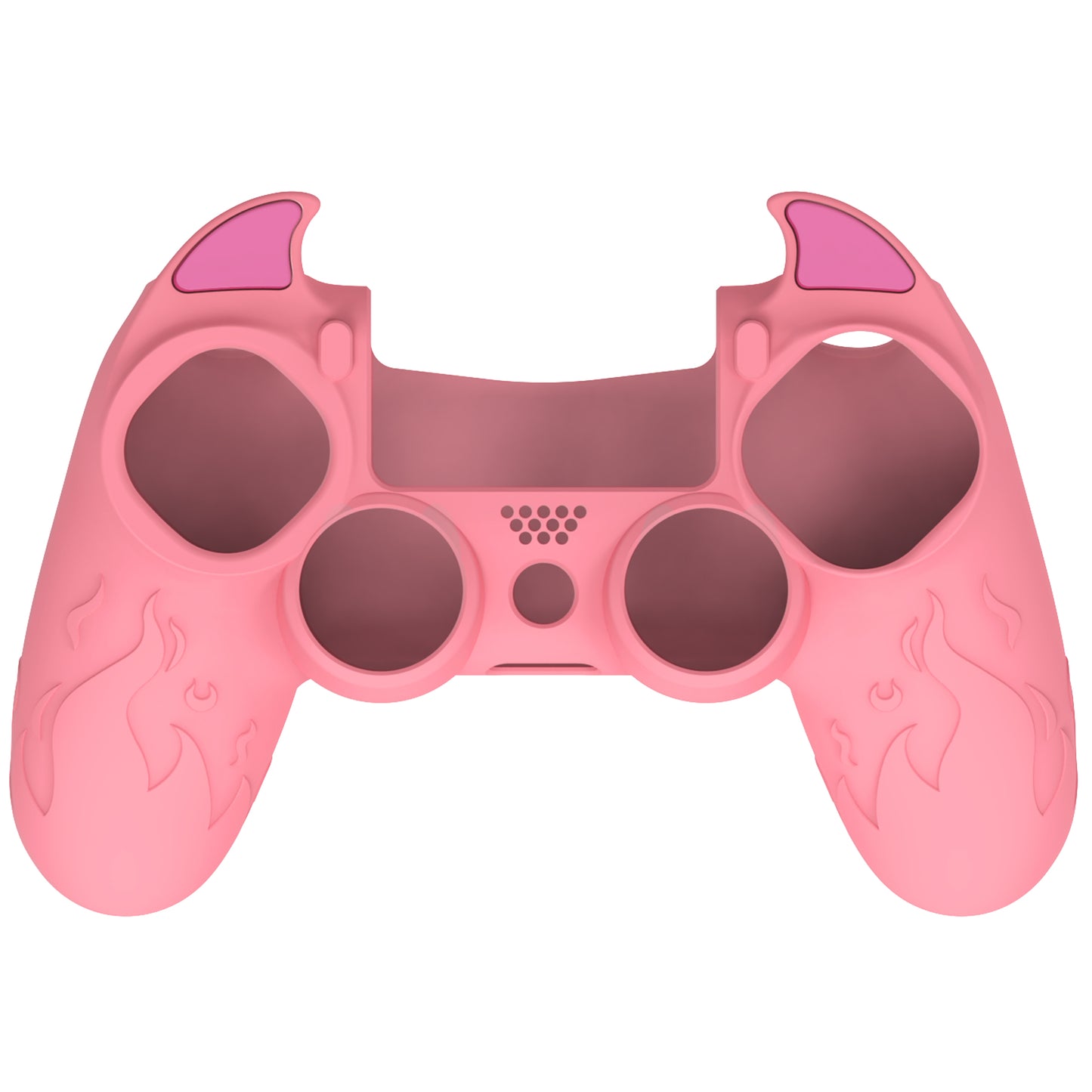 PlayVital Cute Demon Silicone Cover Grip Protector with Thumb Grips & Stickers for PS4 Controller - Pink PlayVital