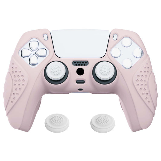 PlayVital Guardian Edition Anti-Slip Silicone Cover Skin with Thumb Grip Caps for PS5 Wireless Controller - Pink - YHPF005 PlayVital