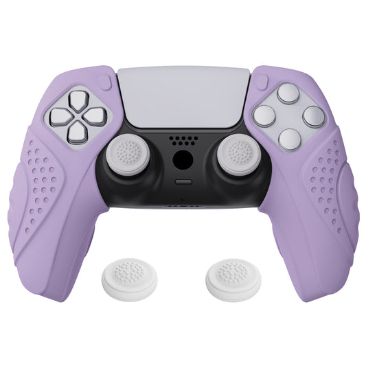 PlayVital Guardian Edition Ergonomic Anti-Slip Silicone Cover Skin with Thumb Grip Caps for PS5 Wireless Controller, Compatible with Charging Station - Mauve Purple - YHPF017 PlayVital