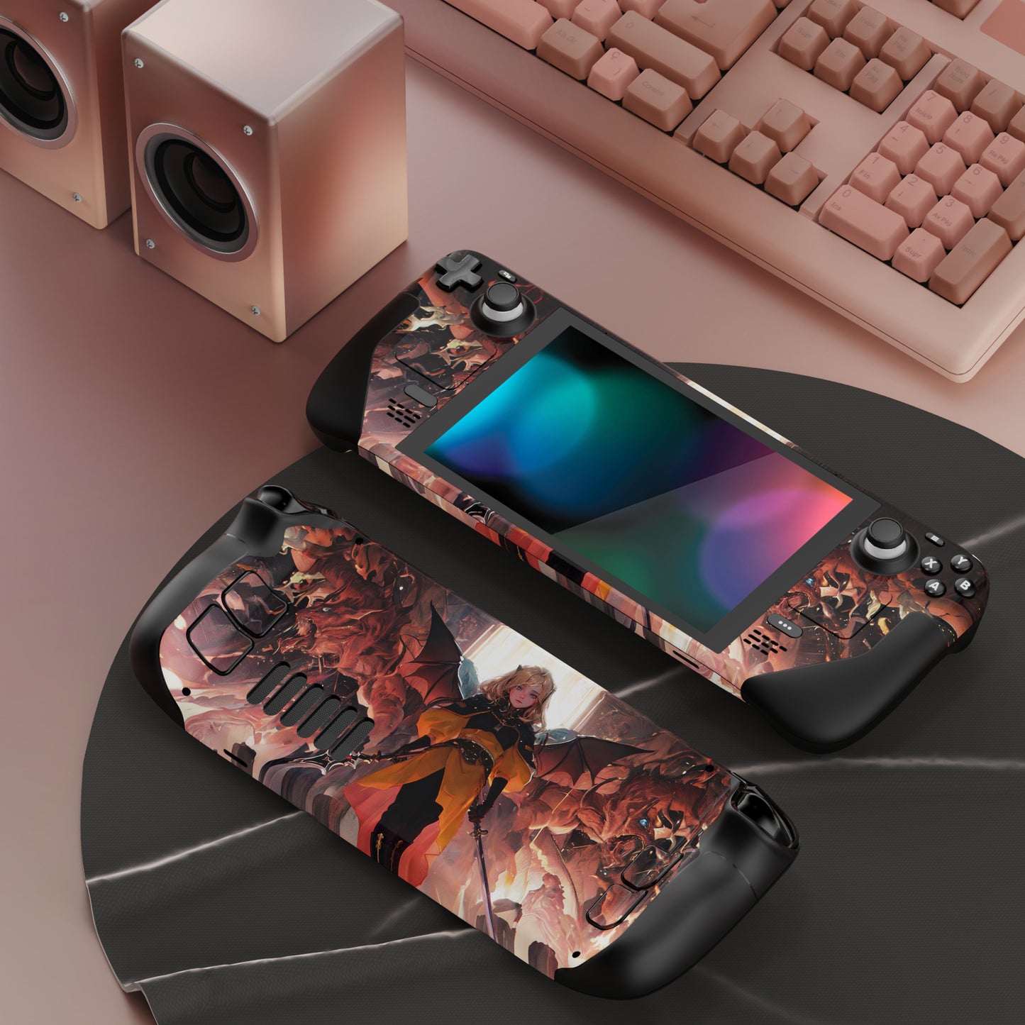 PlayVital Full Set Protective Skin Decal for Steam Deck, Custom Stickers Vinyl Cover for Steam Deck Handheld Gaming PC - Infernal Messenger - SDTM067 PlayVital