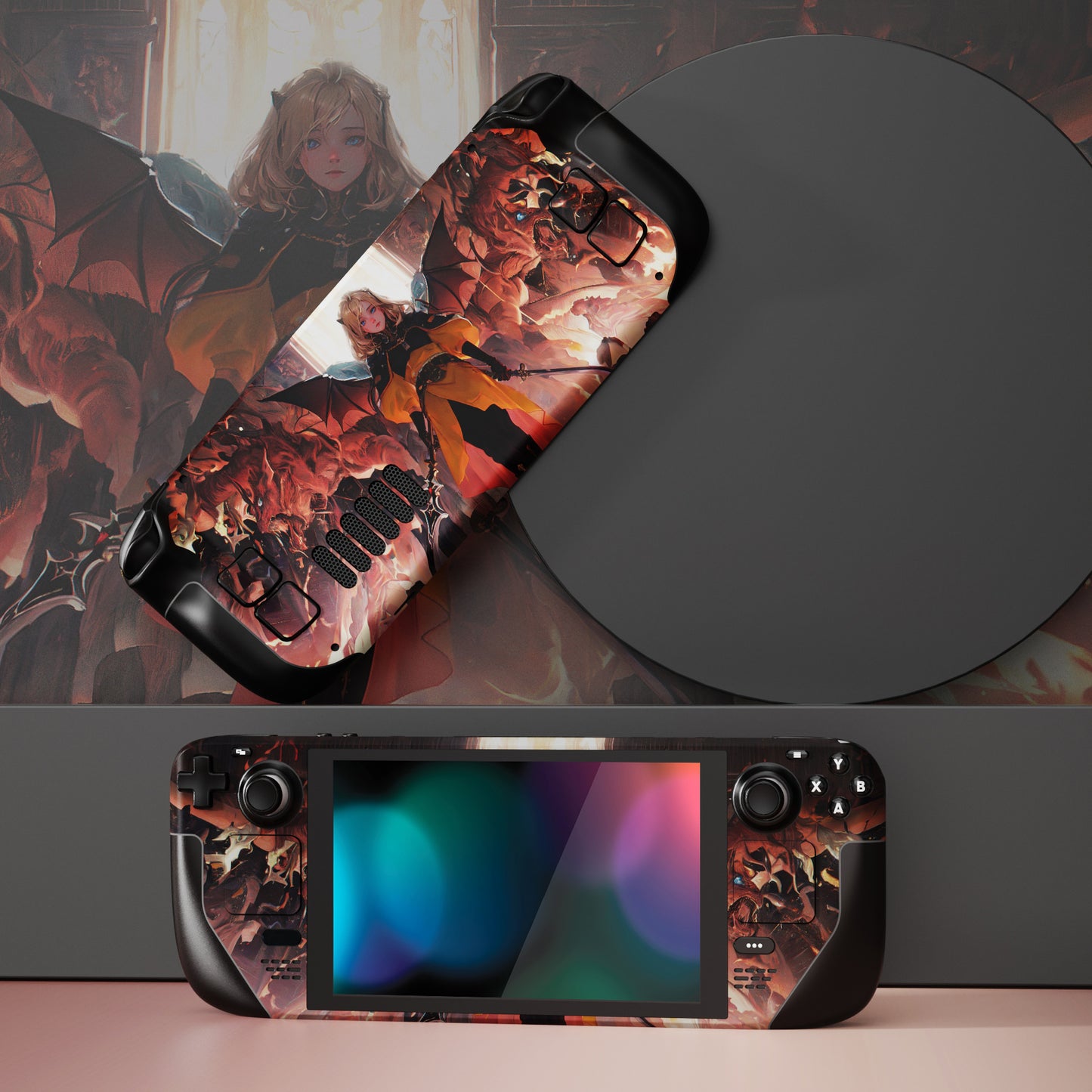 PlayVital Full Set Protective Skin Decal for Steam Deck, Custom Stickers Vinyl Cover for Steam Deck Handheld Gaming PC - Infernal Messenger - SDTM067 PlayVital