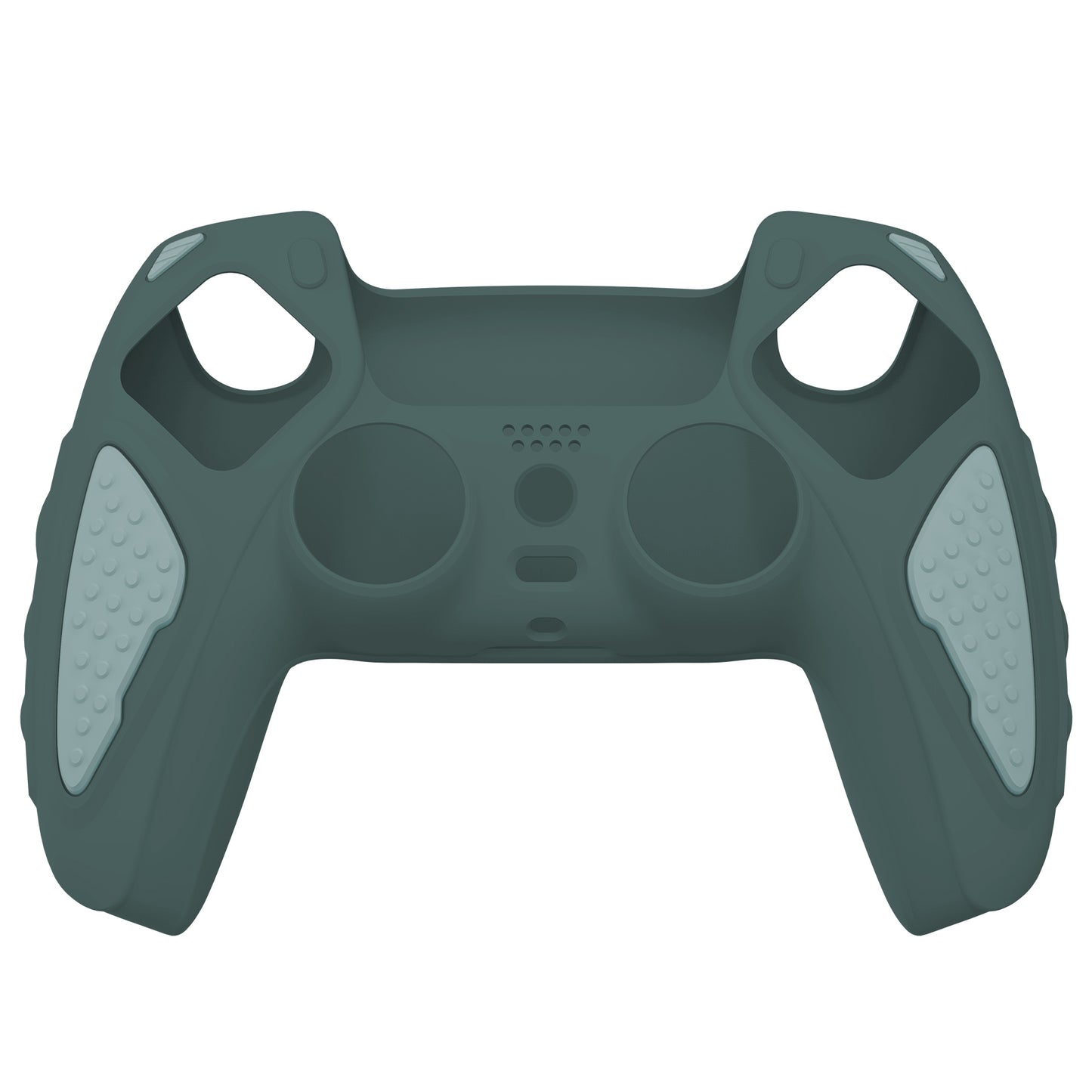PlayVital Knight Edition Anti-Slip Silicone Cover Skin with Thumb Grip Caps for PS5 Wireless Controller - Templeton Gray & Jade Grey - QSPF012 PlayVital