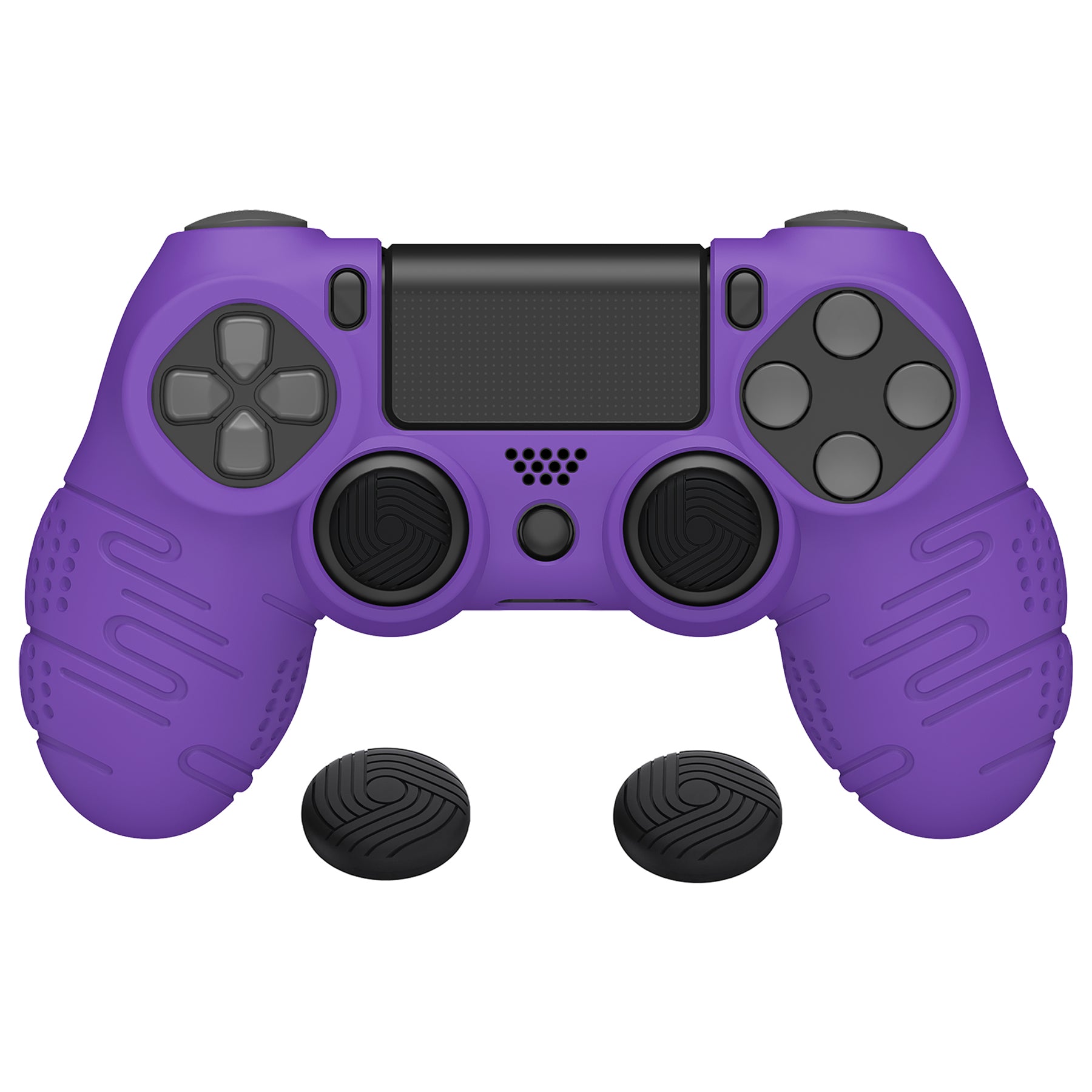 PlayVital Line & Dot Purple Silicone Cover Skin for ps4 Controller,  Anti-Slip Soft Protector Case Cover with Thumb Grip Caps for ps4 for ps4  Slim for