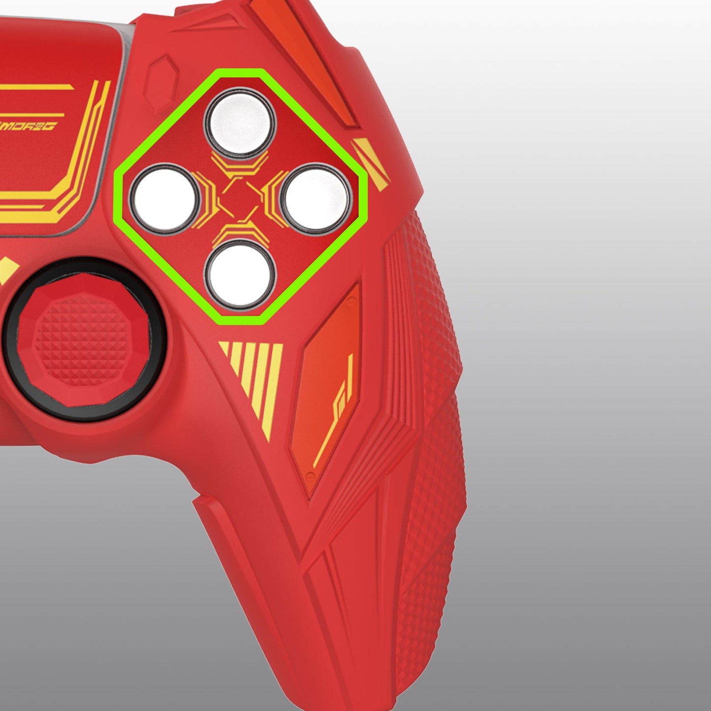 PlayVital Mecha Rhino Silicone Cover for PS5 Controller with Thumb Grips & Stickers, Compatible with Charging Station - Maple Red & Brick Red PlayVital