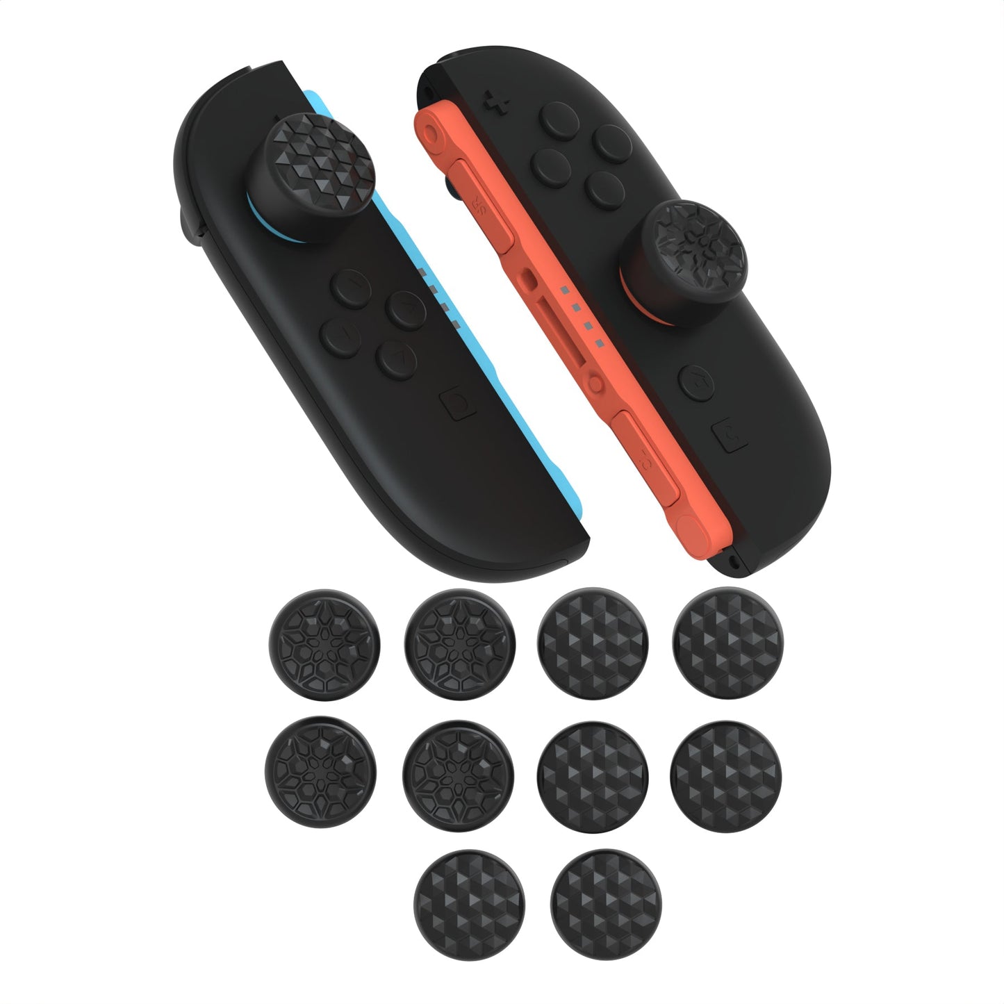 PlayVital QUANTUM Pro Ergonomic Thumbstick Grips for Nintendo Switch 2 (2025) with 3 Height Convex and Concave - Diamond Grain & Crack Bomb Design - Black PlayVital