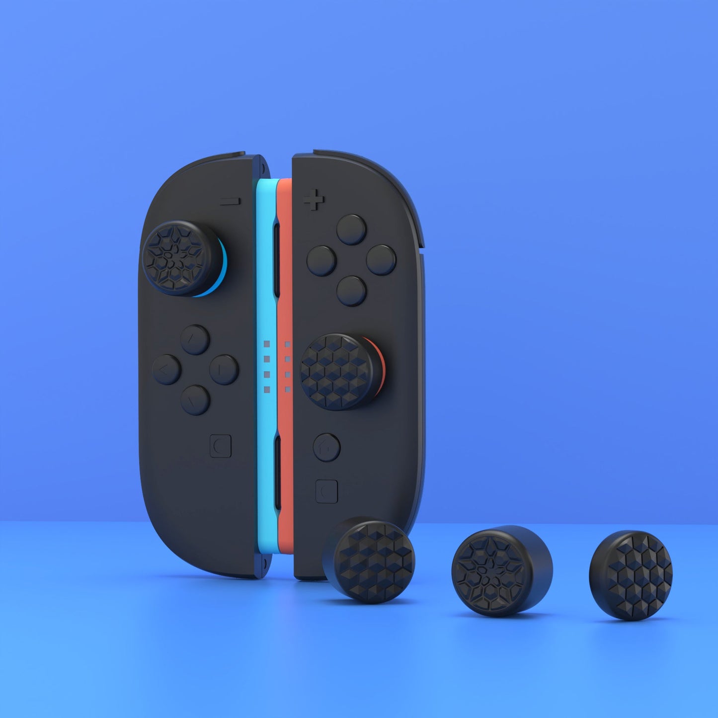 PlayVital QUANTUM Pro Ergonomic Thumbstick Grips for Nintendo Switch 2 (2025) with 3 Height Convex and Concave - Diamond Grain & Crack Bomb Design - Black PlayVital
