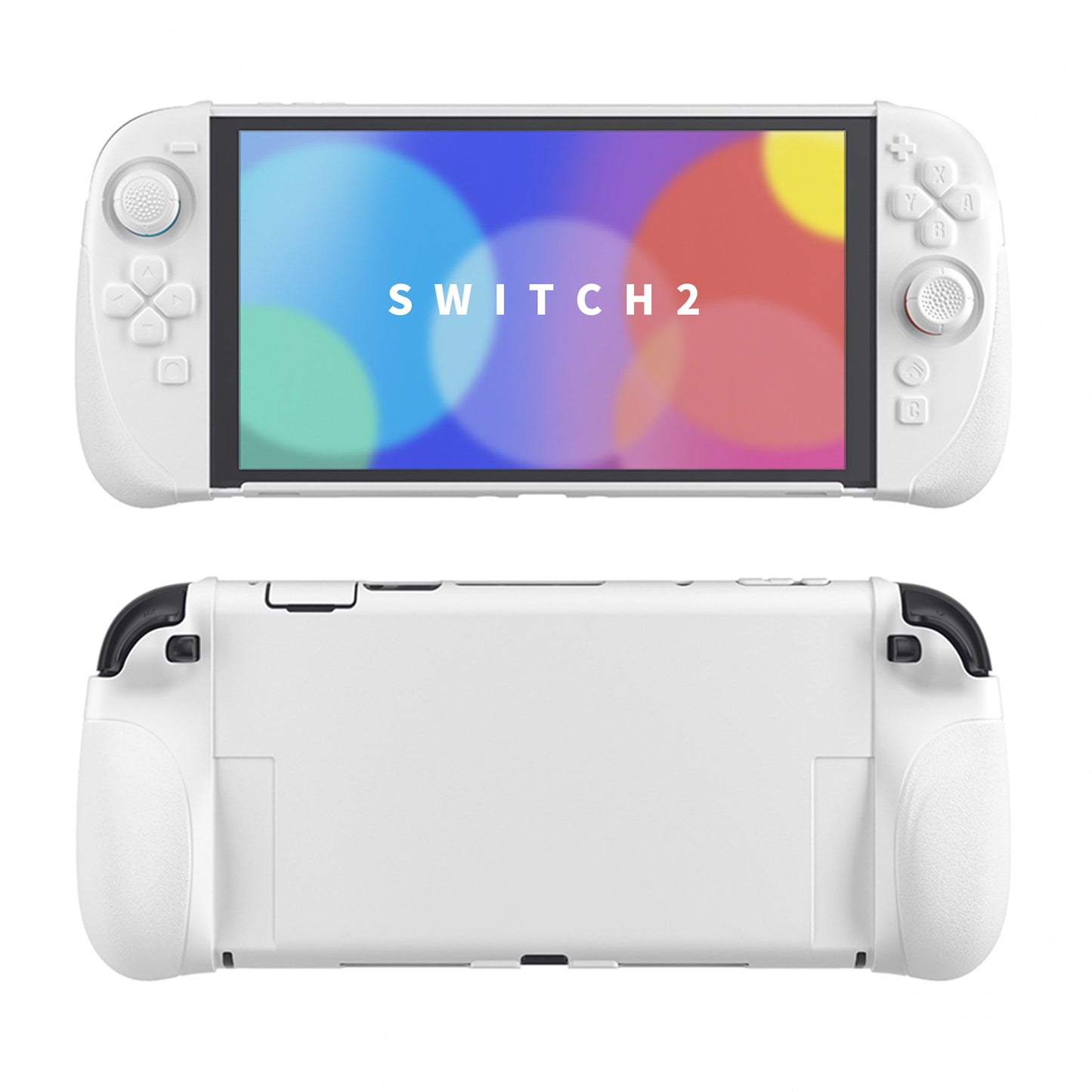 PlayVital Ranger Silicone Grip with Hard Console Cover for Nintendo Switch 2, Protective Case with Folding Stand & Thumb Grips Caps for Nintendo Switch 2 (2025) - White PlayVital