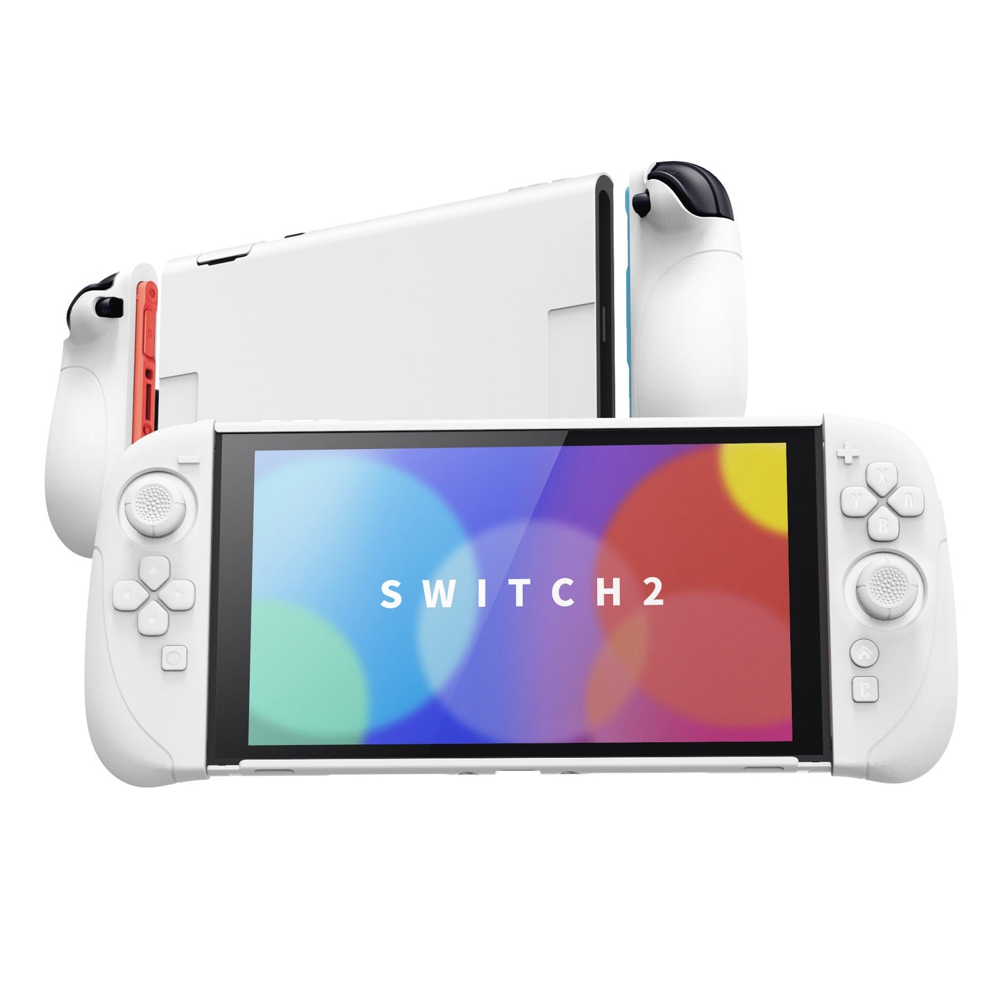 PlayVital Ranger Silicone Grip with Hard Console Cover for Nintendo Switch 2, Protective Case with Folding Stand & Thumb Grips Caps for Nintendo Switch 2 (2025) - White PlayVital