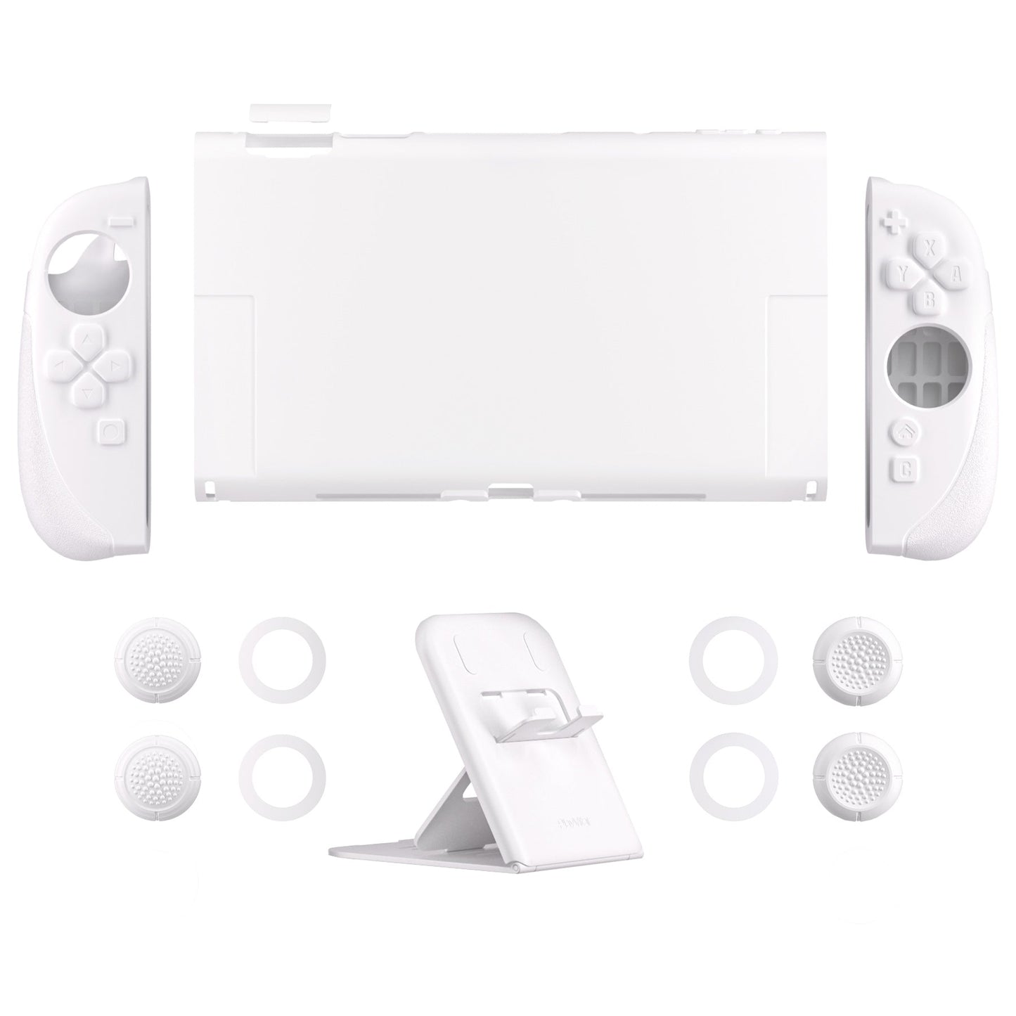 PlayVital Ranger Silicone Grip with Hard Console Cover for Nintendo Switch 2, Protective Case with Folding Stand & Thumb Grips Caps for Nintendo Switch 2 (2025) - White PlayVital