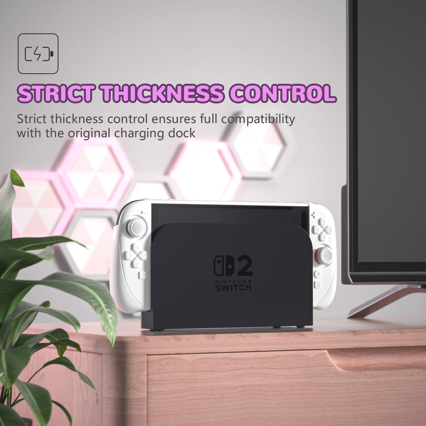 PlayVital Ranger Silicone Grip with Hard Console Cover for Nintendo Switch 2, Protective Case with Folding Stand & Thumb Grips Caps for Nintendo Switch 2 (2025) - White PlayVital