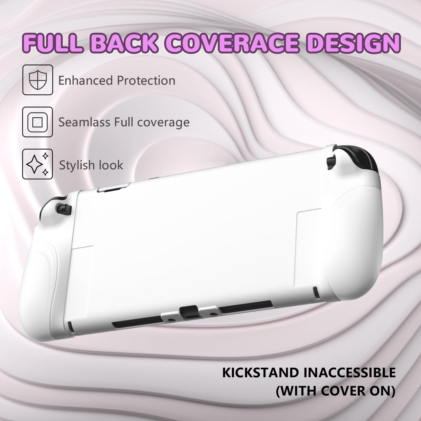 PlayVital Ranger Silicone Grip with Hard Console Cover for Nintendo Switch 2, Protective Case with Folding Stand & Thumb Grips Caps for Nintendo Switch 2 (2025) - White PlayVital