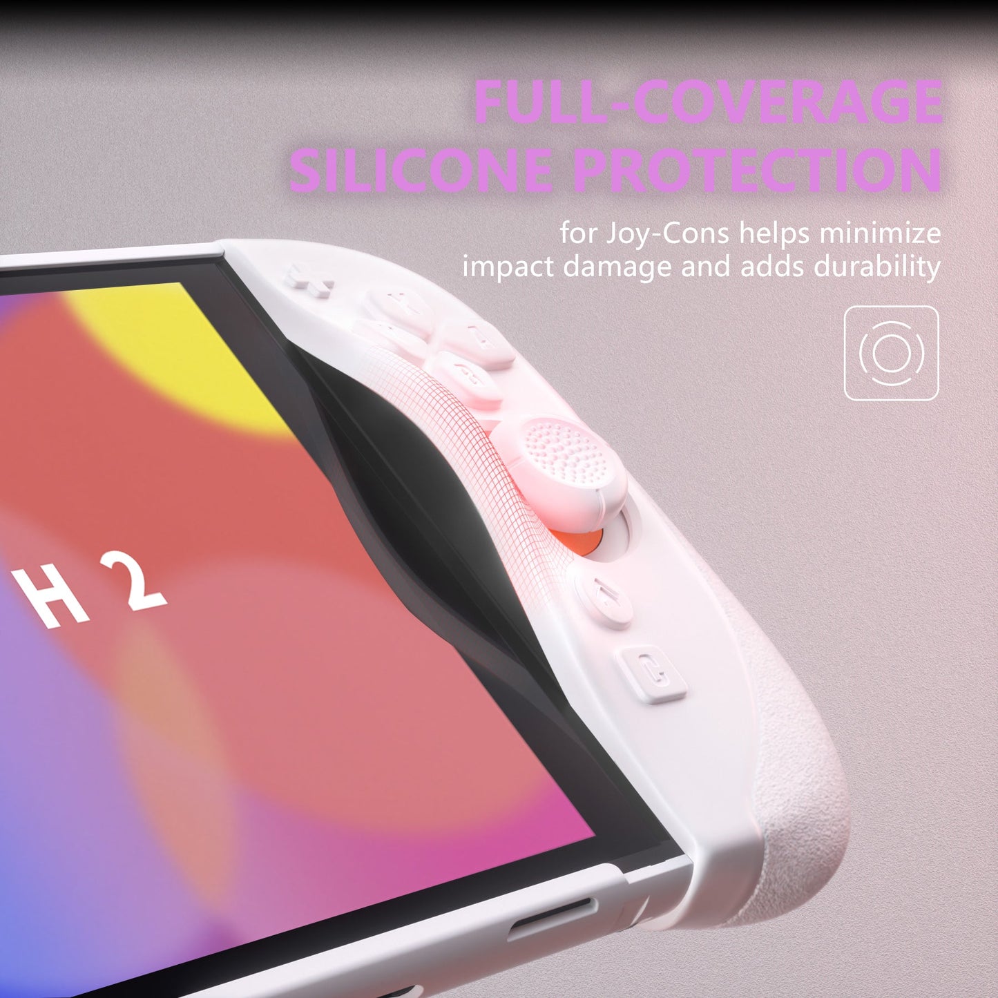 PlayVital Ranger Silicone Grip with Hard Console Cover for Nintendo Switch 2, Protective Case with Folding Stand & Thumb Grips Caps for Nintendo Switch 2 (2025) - White PlayVital