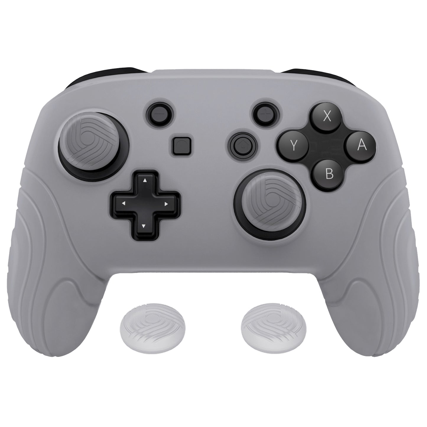 PlayVital Samurai Edition Ergonomic Silicone Skin Protective Case for Nintendo Switch Pro Controller, Soft Anti-slip Controller Grip Protector for Nintendo Switch Pro with Thumb Grip Caps - Clear White - EBNPP008 PlayVital