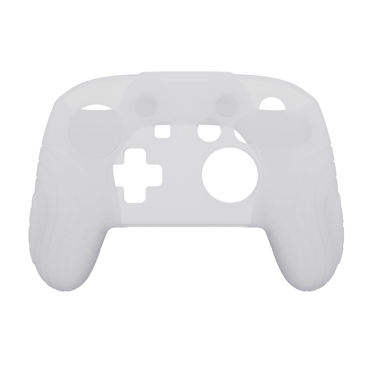 PlayVital Samurai Edition Ergonomic Silicone Skin Protective Case for Nintendo Switch Pro Controller, Soft Anti-slip Controller Grip Protector for Nintendo Switch Pro with Thumb Grip Caps - Clear White - EBNPP008 PlayVital