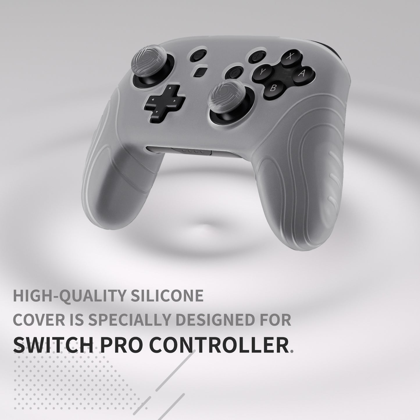 PlayVital Samurai Edition Ergonomic Silicone Skin Protective Case for Nintendo Switch Pro Controller, Soft Anti-slip Controller Grip Protector for Nintendo Switch Pro with Thumb Grip Caps - Clear White - EBNPP008 PlayVital