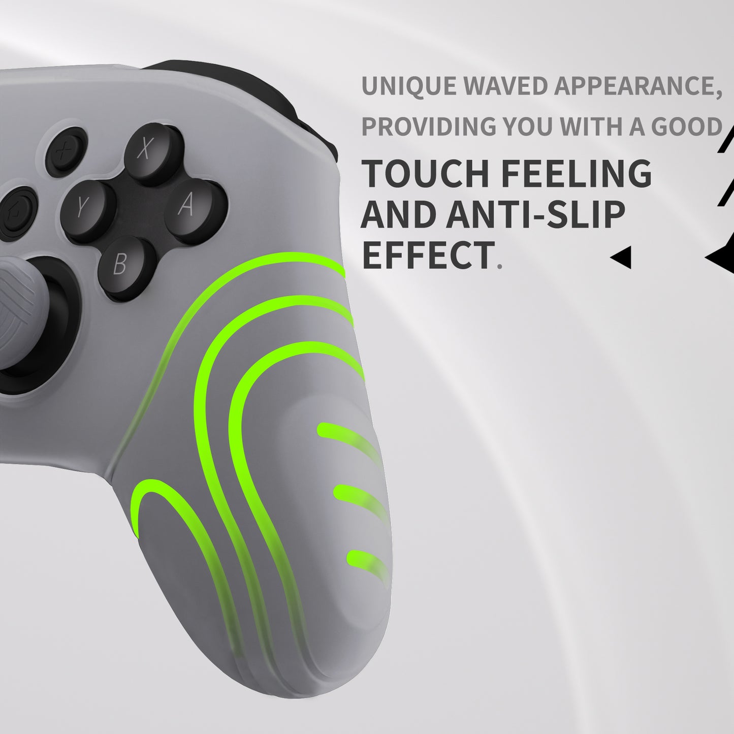 PlayVital Samurai Edition Ergonomic Silicone Skin Protective Case for Nintendo Switch Pro Controller, Soft Anti-slip Controller Grip Protector for Nintendo Switch Pro with Thumb Grip Caps - Clear White - EBNPP008 PlayVital