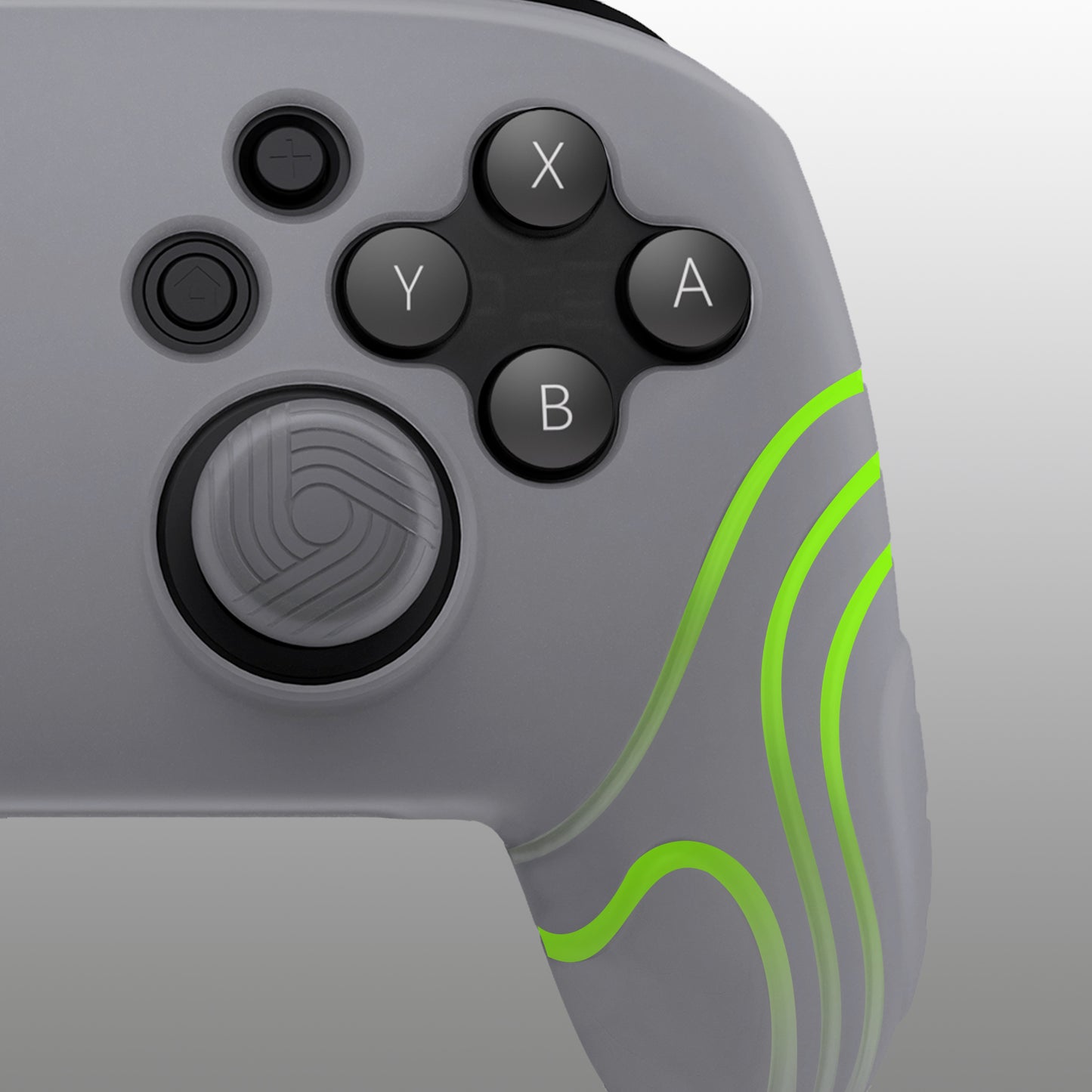 PlayVital Samurai Edition Ergonomic Silicone Skin Protective Case for Nintendo Switch Pro Controller, Soft Anti-slip Controller Grip Protector for Nintendo Switch Pro with Thumb Grip Caps - Clear White - EBNPP008 PlayVital