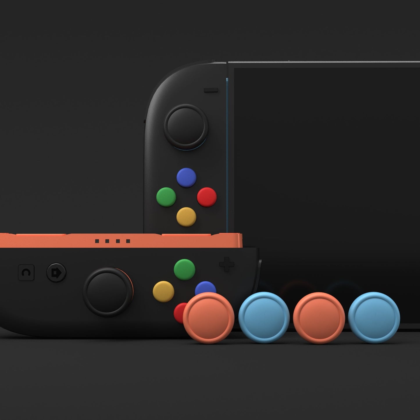 PlayVital Silicone Button Covers and Thumb Grip Set for Nintendo Switch 2 (2025), 8 Pcs Colorful ABXY Directional Button Caps & 4 Joystick Caps for Joycon 2 - Black & Gray & Blue & Orange PlayVital