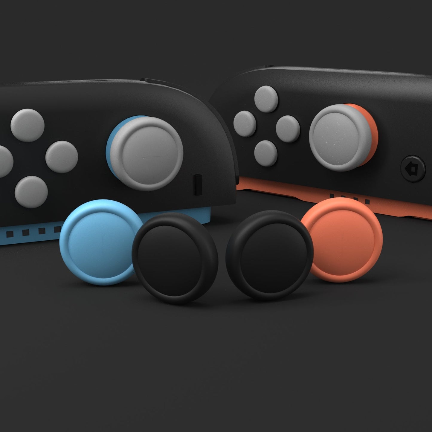 PlayVital Silicone Button Covers and Thumb Grip Set for Nintendo Switch 2 (2025), 8 Pcs Colorful ABXY Directional Button Caps & 4 Joystick Caps for Joycon 2 - Black & Gray & Blue & Orange PlayVital