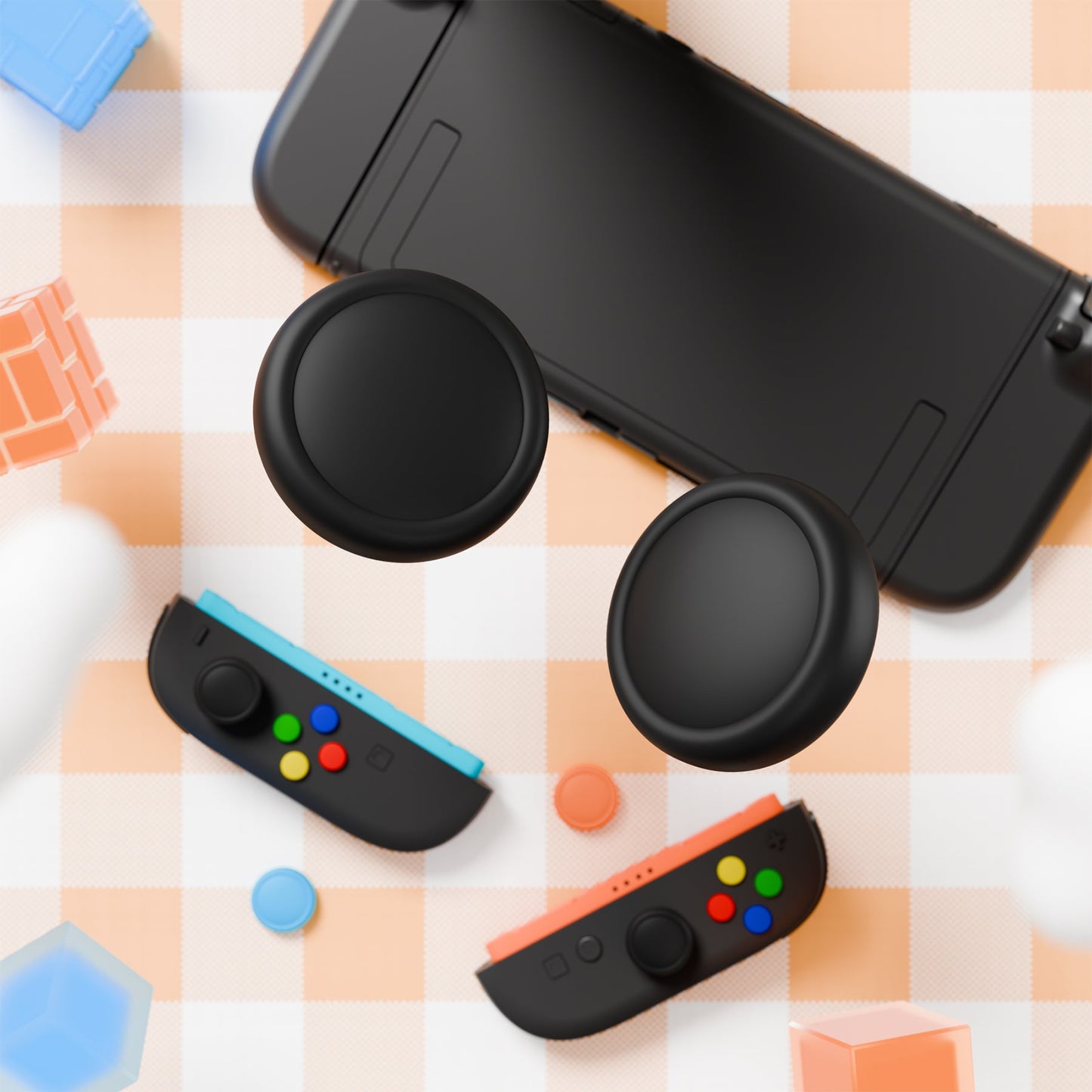 PlayVital Silicone Button Covers and Thumb Grip Set for Nintendo Switch 2 (2025), 8 Pcs Colorful ABXY Directional Button Caps & 4 Joystick Caps for Joycon 2 - Black & Gray & Blue & Orange PlayVital