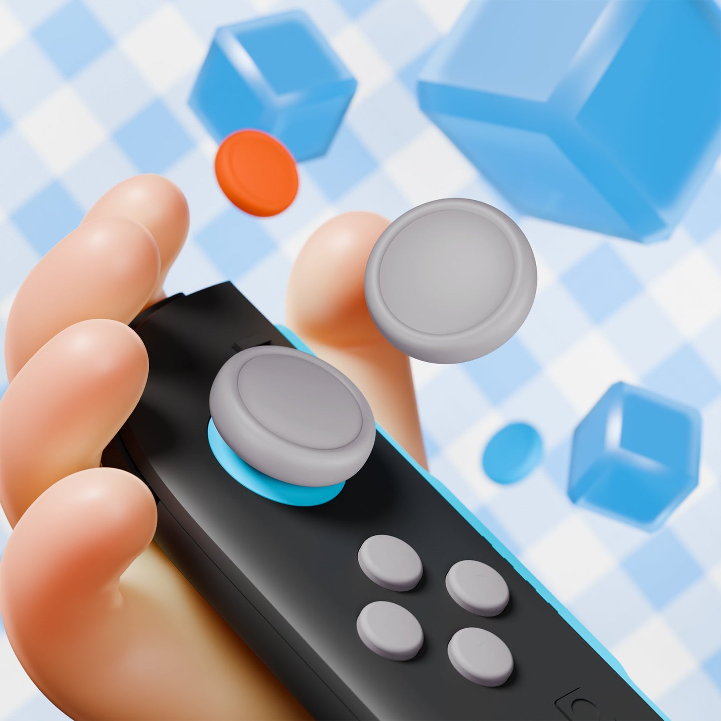 PlayVital Silicone Button Covers and Thumb Grip Set for Nintendo Switch 2 (2025), 8 Pcs Colorful ABXY Directional Button Caps & 4 Joystick Caps for Joycon 2 - Black & Gray & Blue & Orange PlayVital