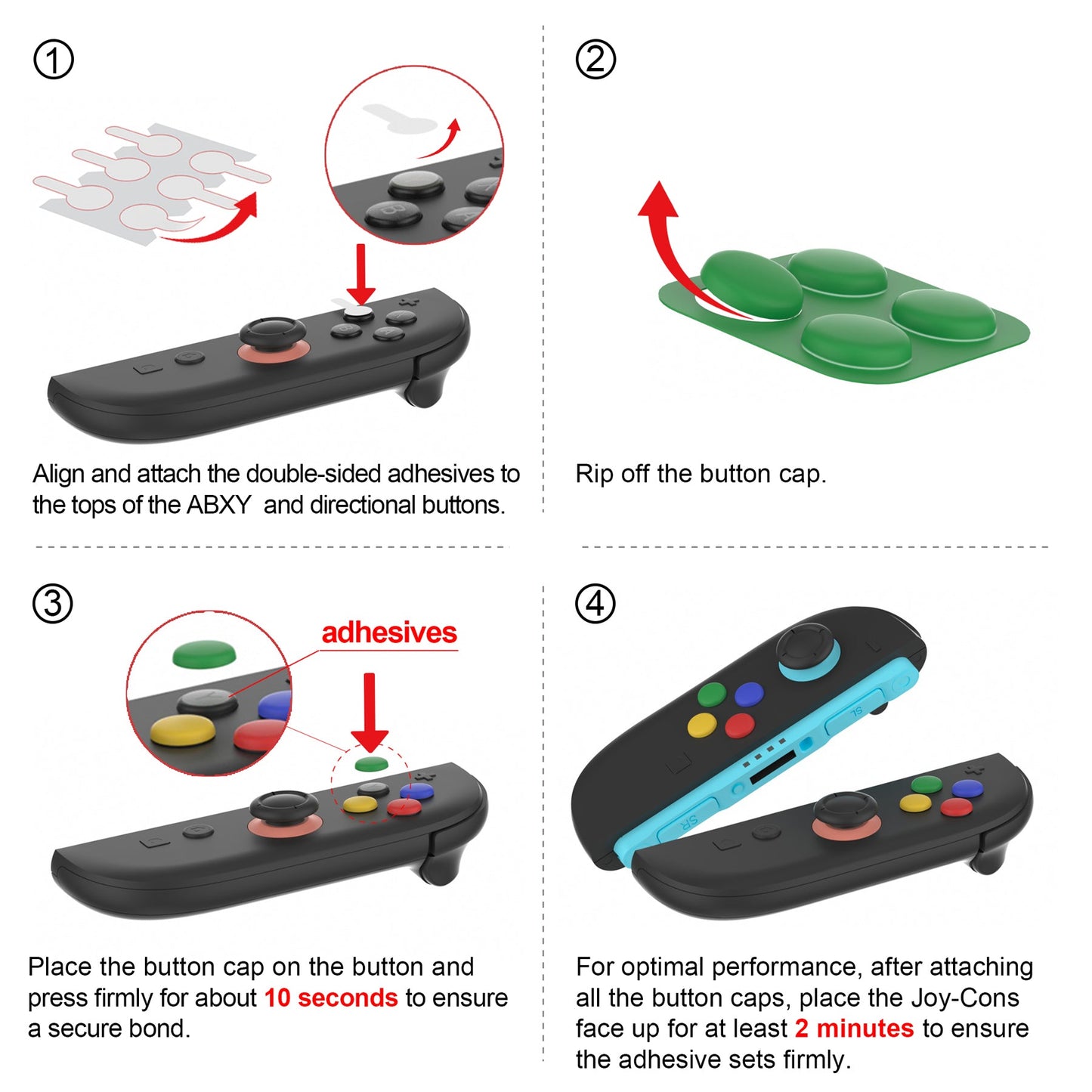 PlayVital Silicone Button Covers and Thumb Grip Set for Nintendo Switch 2 (2025), 8 Pcs Colorful ABXY Directional Button Caps & 4 Joystick Caps for Joycon 2 - Black & Gray & Blue & Orange PlayVital