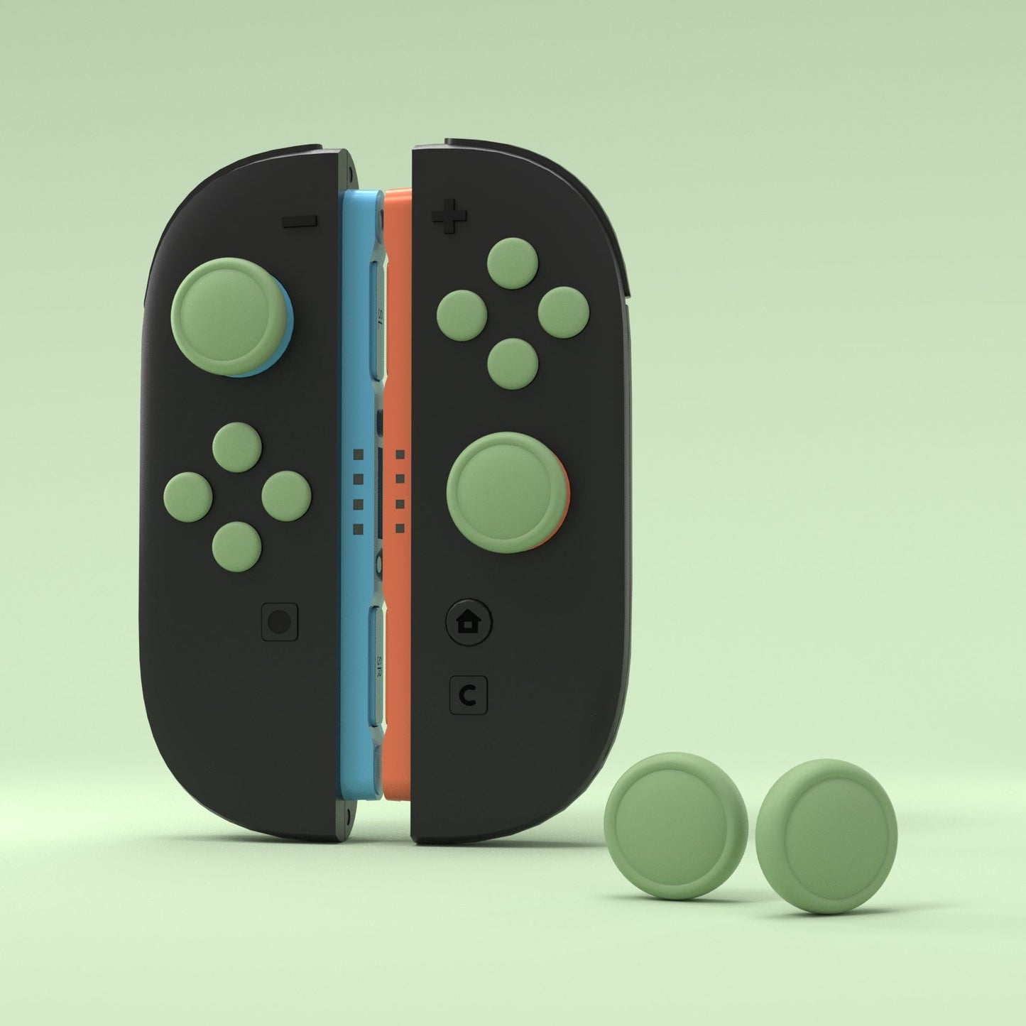 PlayVital Silicone Button Covers and Thumb Grip Set for Nintendo Switch 2 (2025), ABXY Directional Button Caps for Joycon 2 - Matcha Green PlayVital