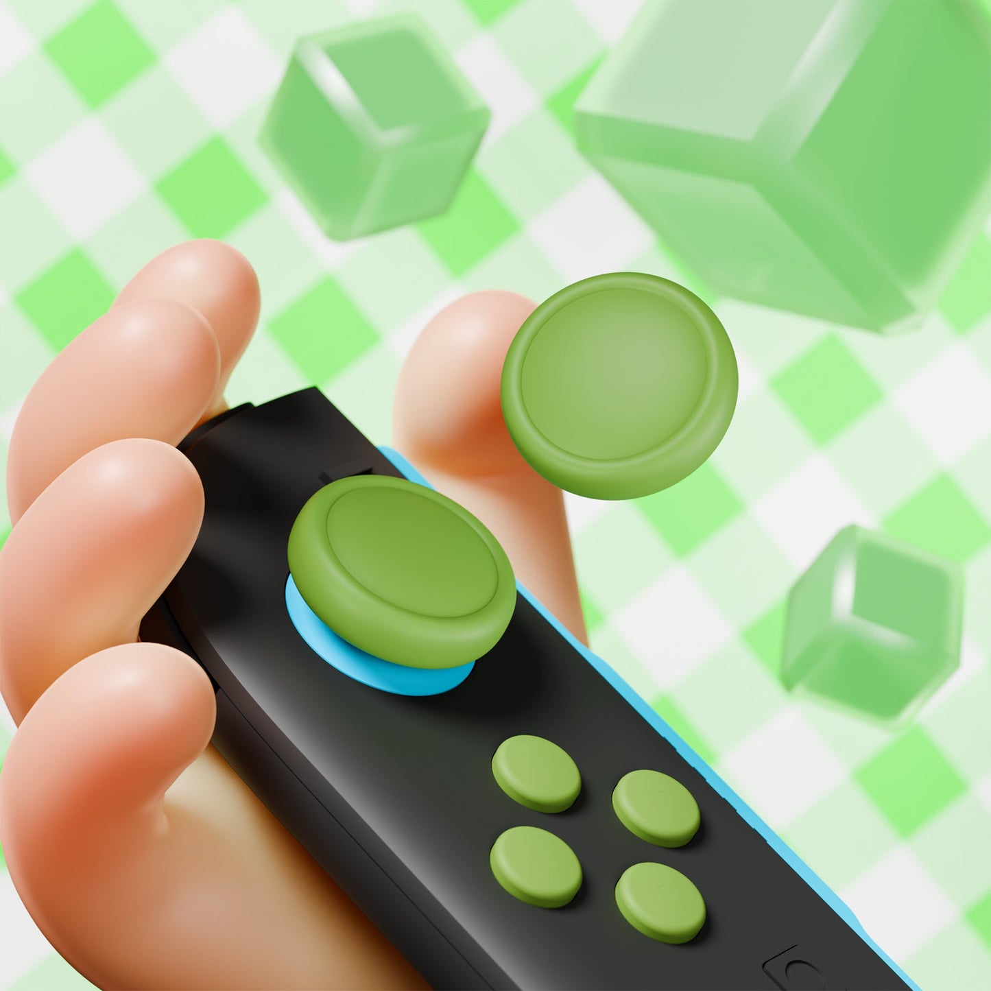 PlayVital Silicone Button Covers and Thumb Grip Set for Nintendo Switch 2 (2025), ABXY Directional Button Caps for Joycon 2 - Matcha Green PlayVital