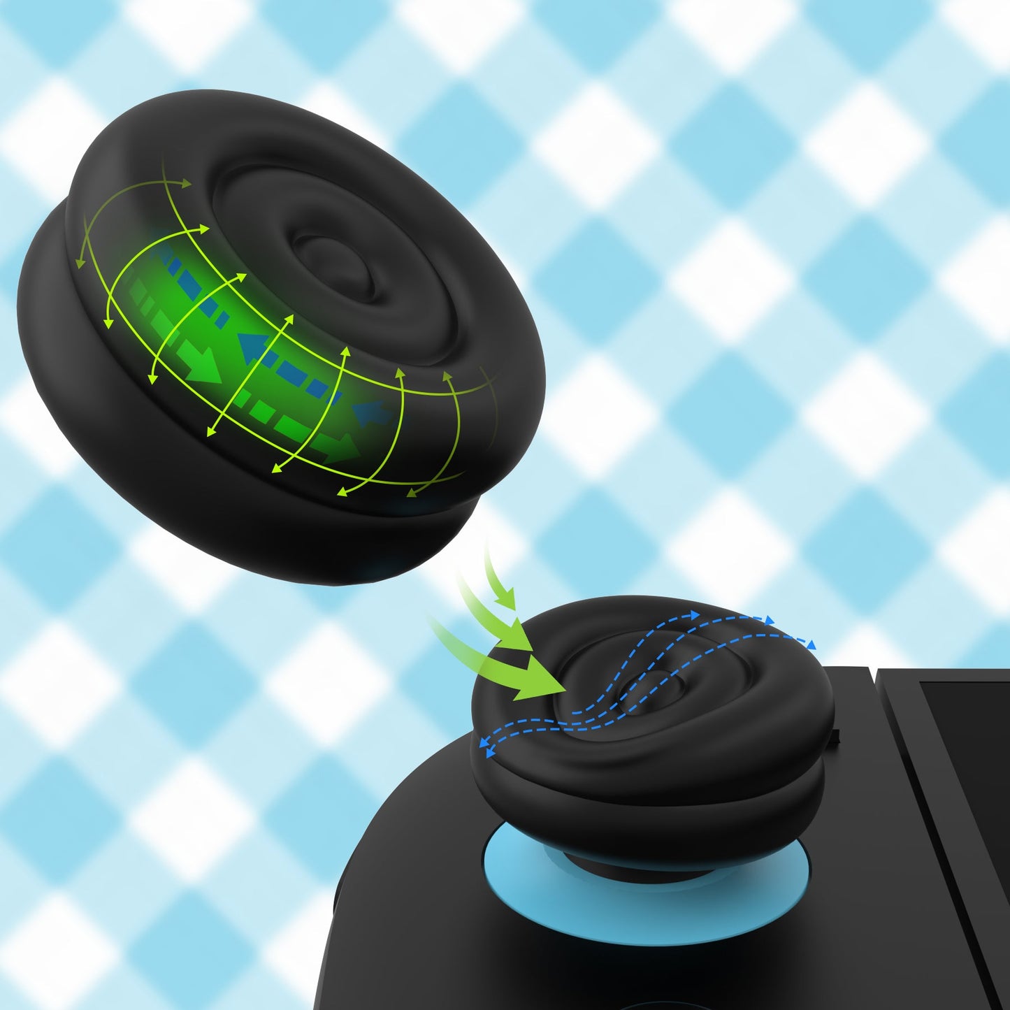 PlayVital Thumbs Cushion Grips Caps for Nintendo Switch 2 (2025), Joystick Caps for Joycon 2 - Black PlayVital
