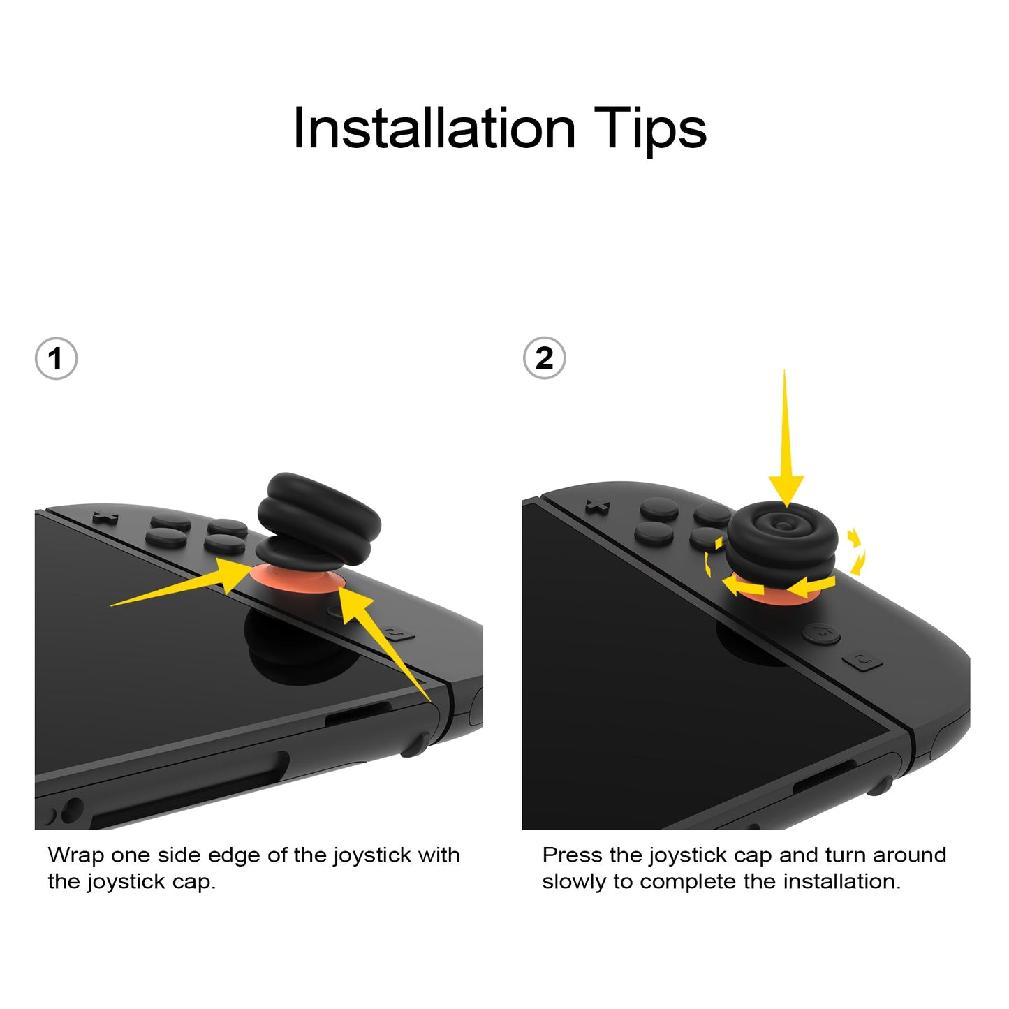 PlayVital Thumbs Cushion Grips Caps for Nintendo Switch 2 (2025), Joystick Caps for Joycon 2 - Black PlayVital