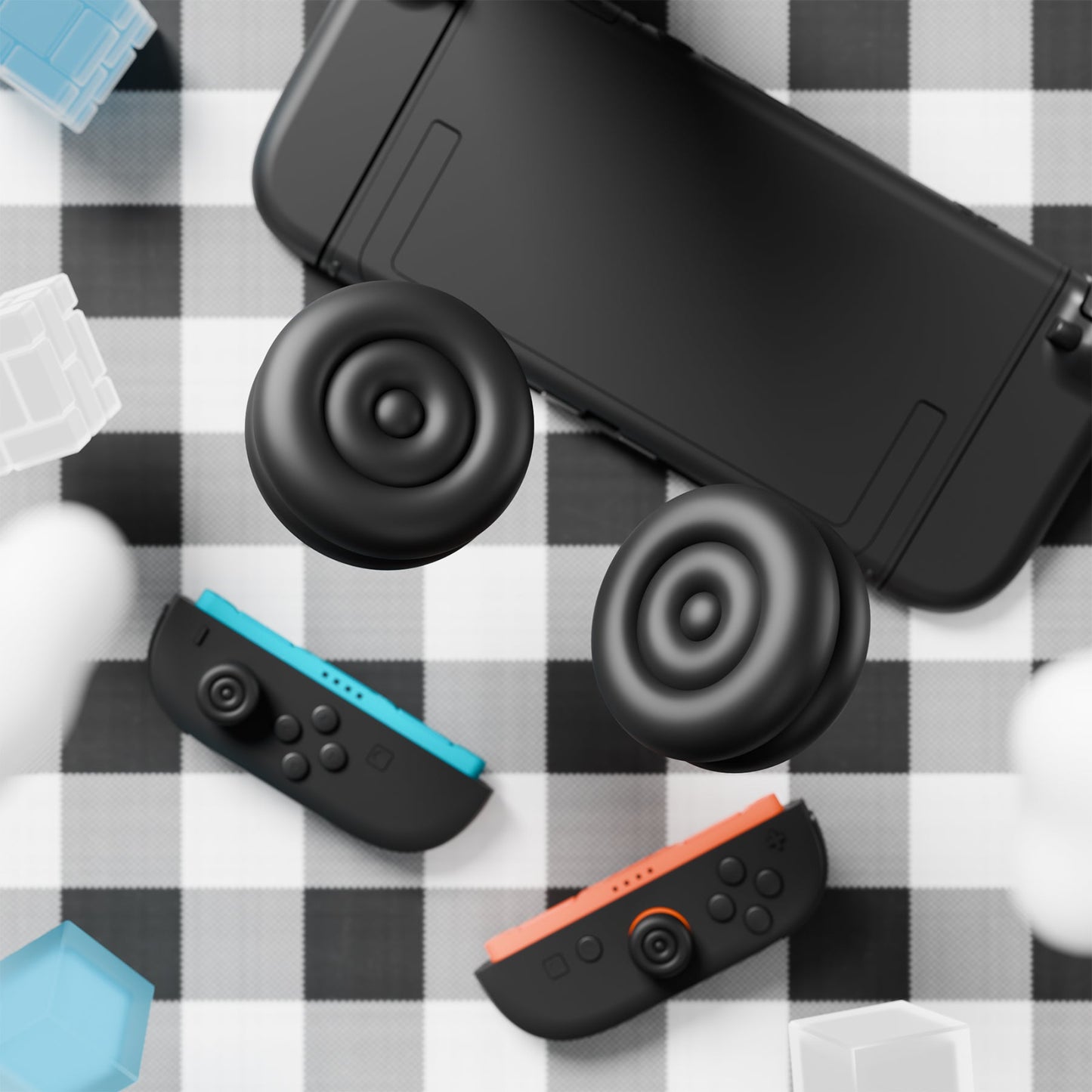PlayVital Thumbs Cushion Grips Caps for Nintendo Switch 2 (2025), Joystick Caps for Joycon 2 - Black PlayVital