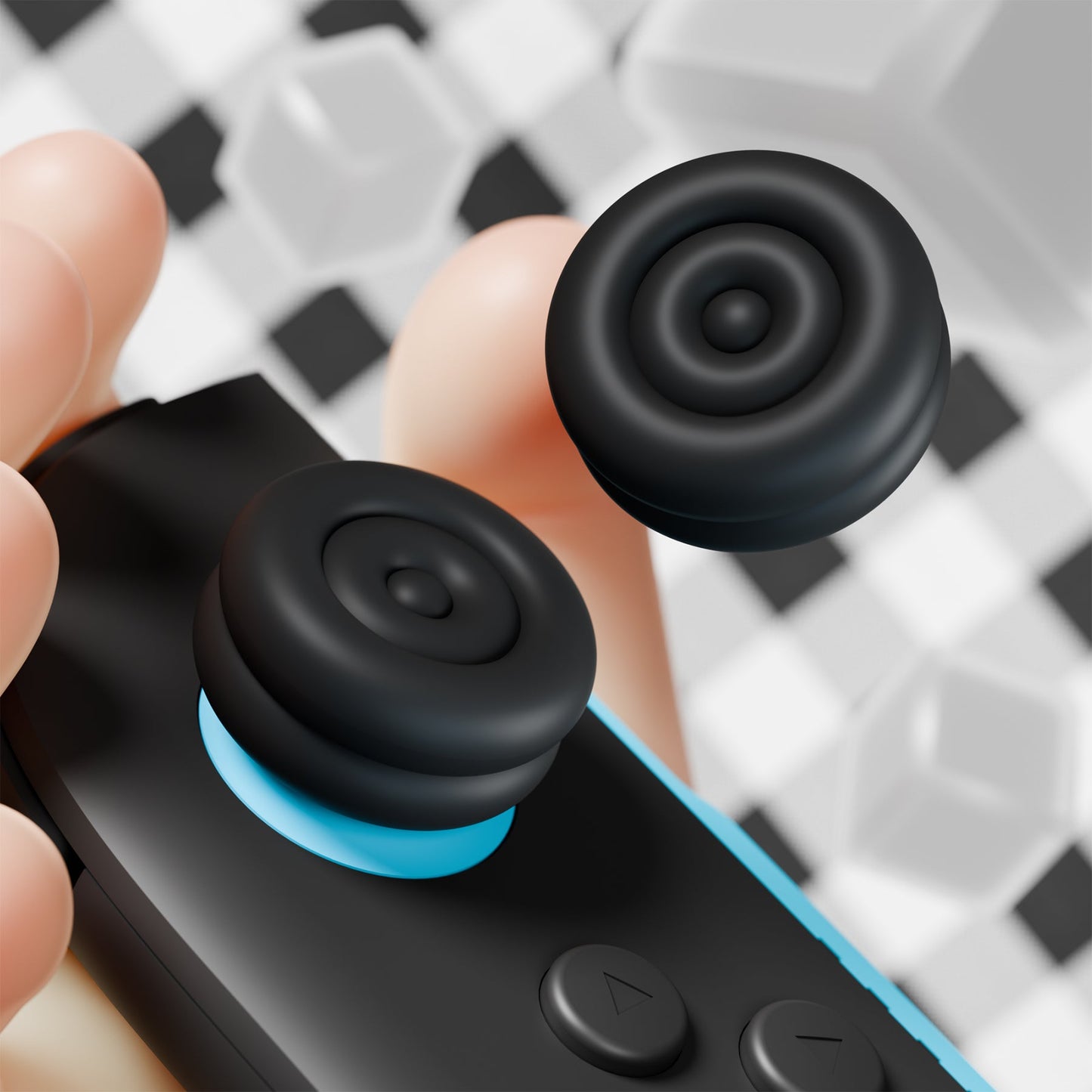 PlayVital Thumbs Cushion Grips Caps for Nintendo Switch 2 (2025), Joystick Caps for Joycon 2 - Black PlayVital